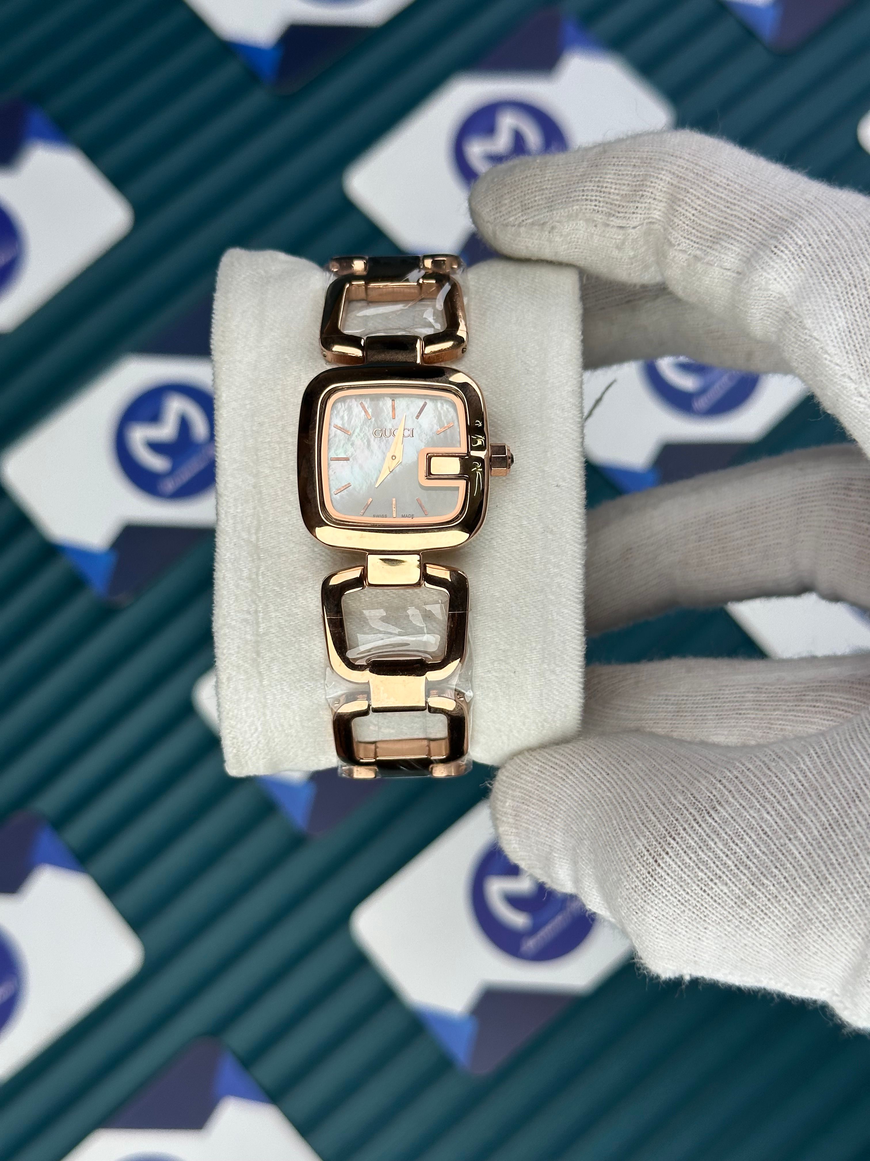 GUCCI WOMAN RING BRACELET WHITE DIAL ROD INDEX ROSE CORD