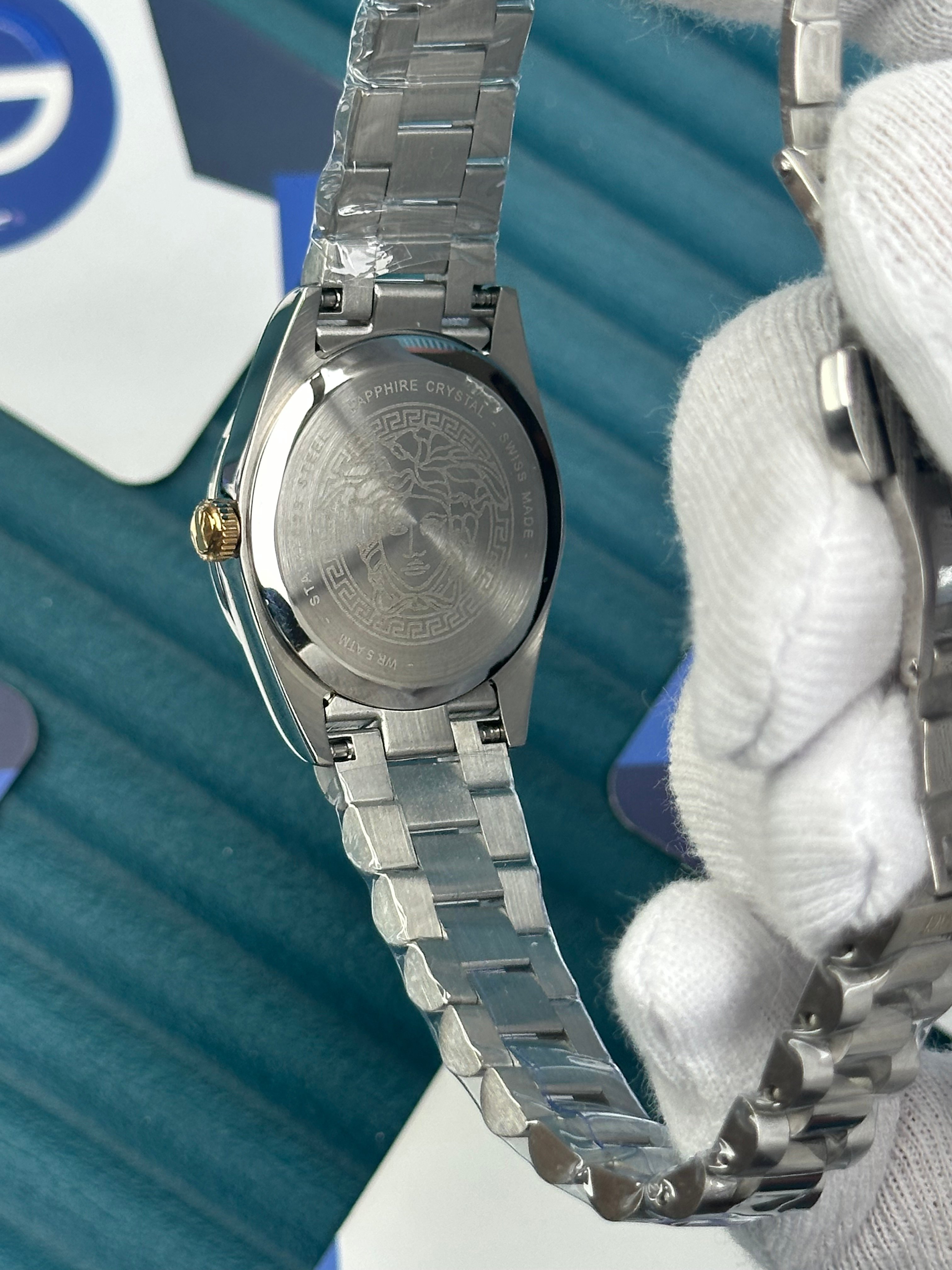 VERSACE 32 MM ICE BLUE MILLENYIUM GENT SILVER