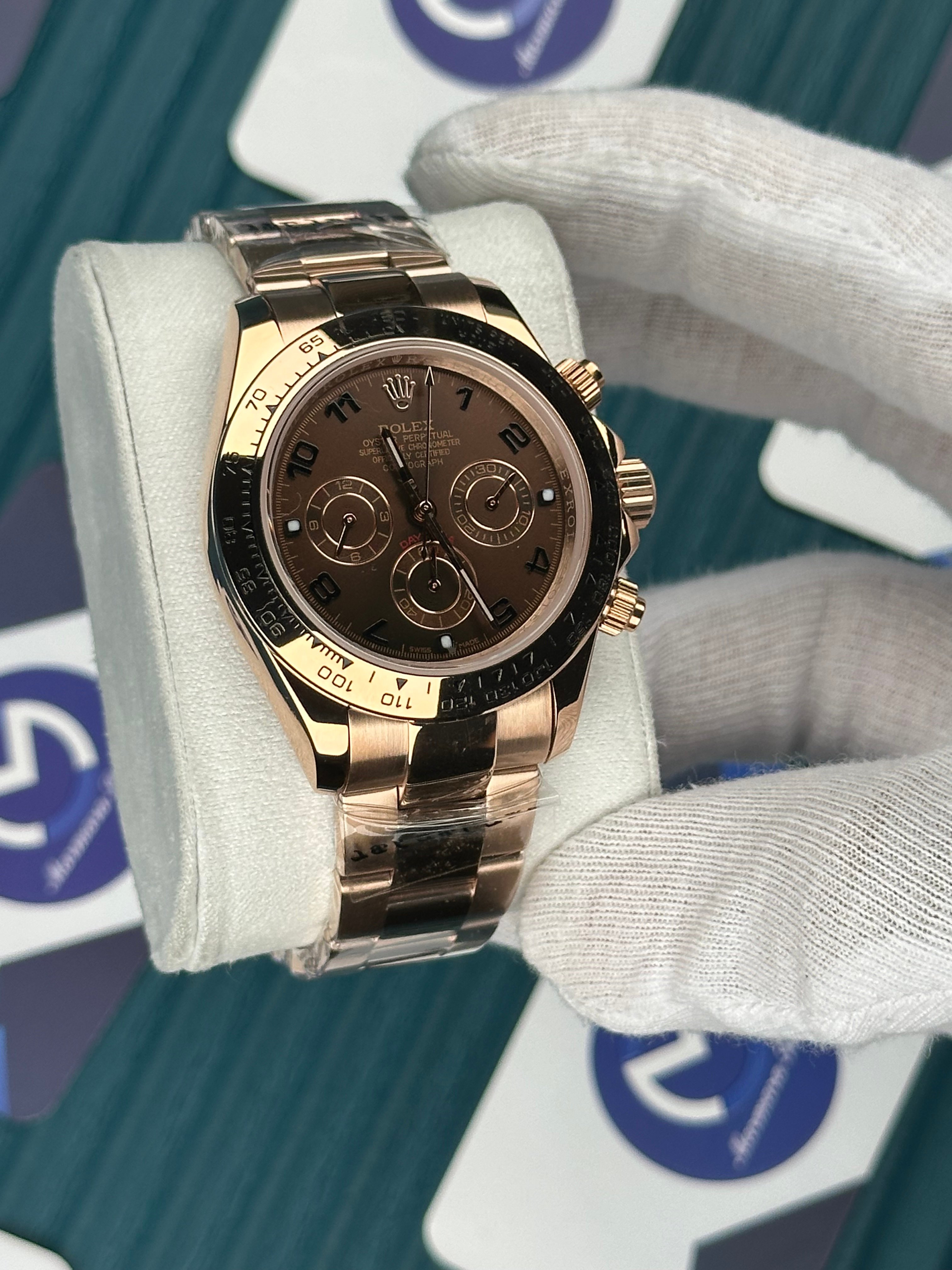 ROLEX DAYTONA CHOCOLATE DIAL ROSE OYSTER