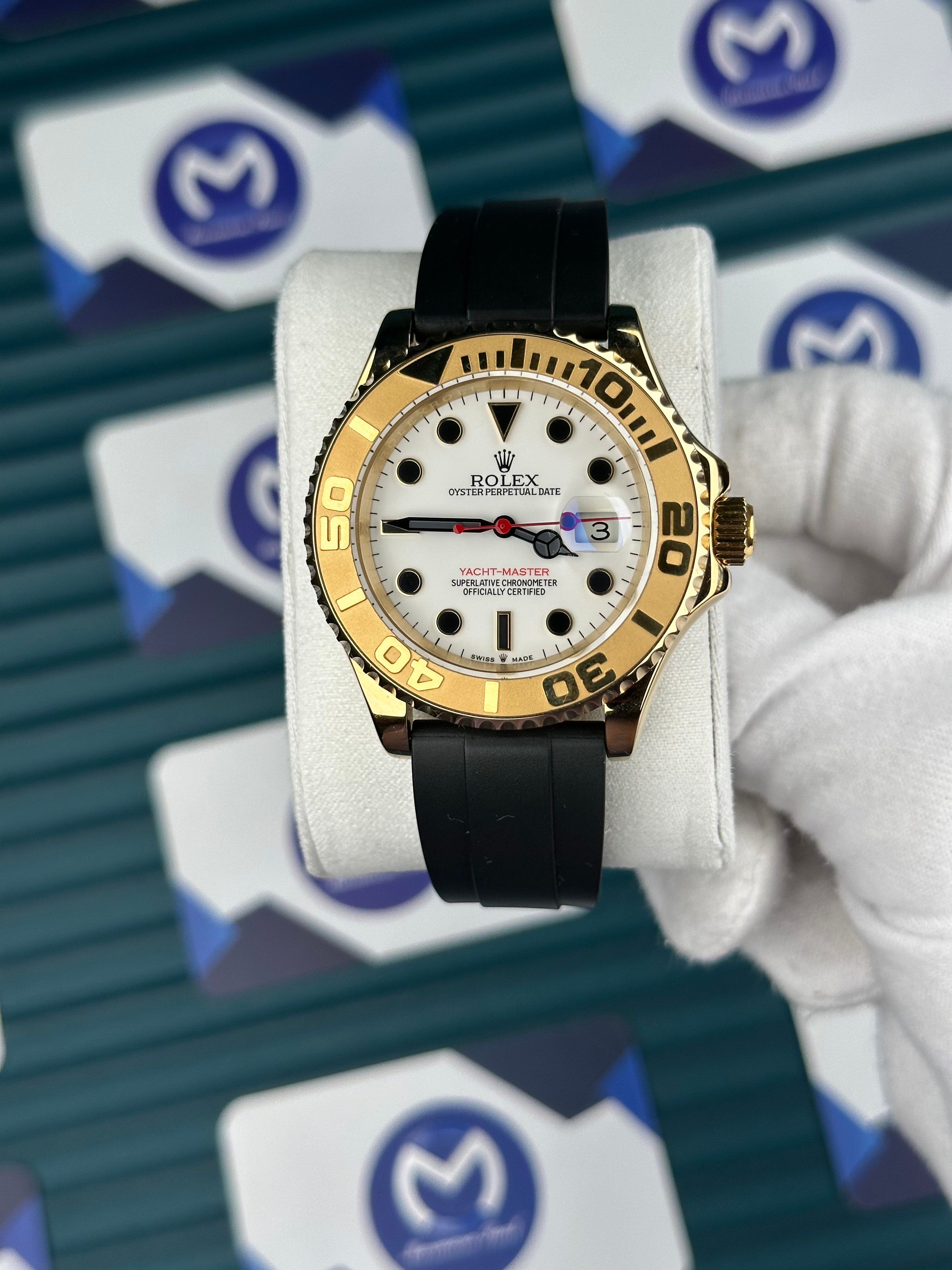 Rolex Yatch Master Gold Bezel Beyaz Kadran Oysterflex 