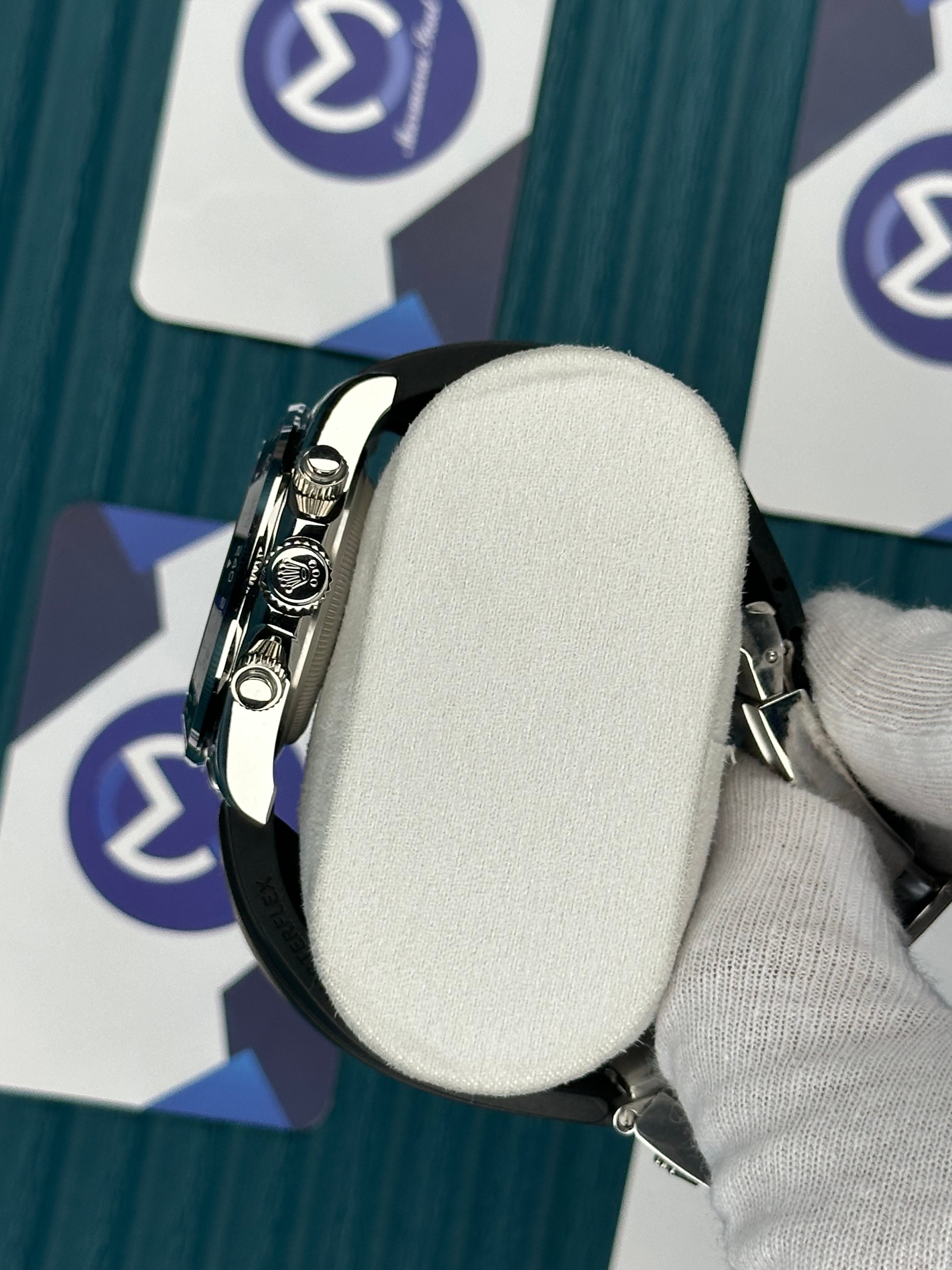 ROLEX GREY MOZAIK DIAL SILVER CASE OYSTERFLEX