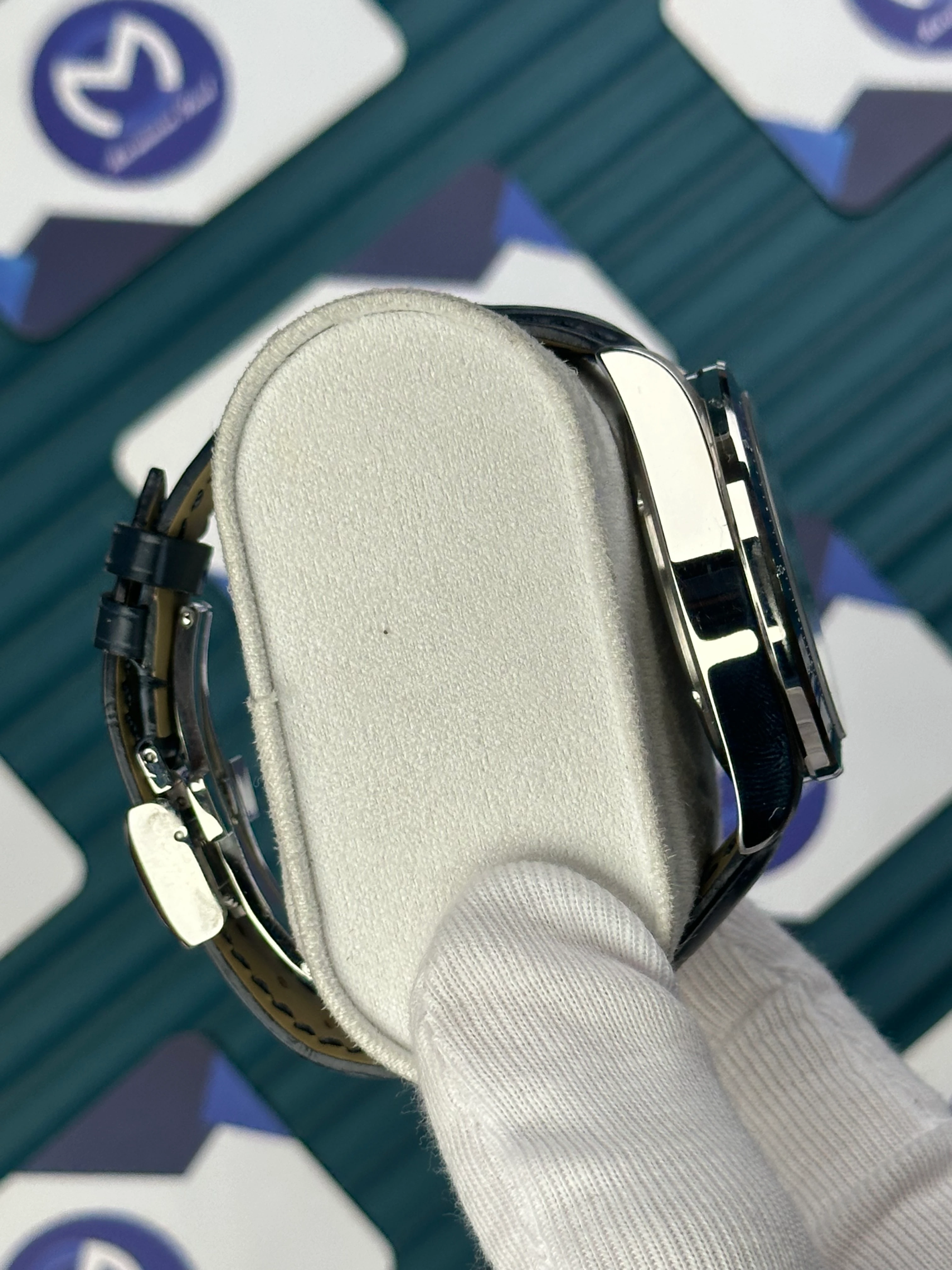 LONGINES CONQUEST CHRONOGRAPH AUTOMATIC BLUE DIAL BLUE LEATHER 