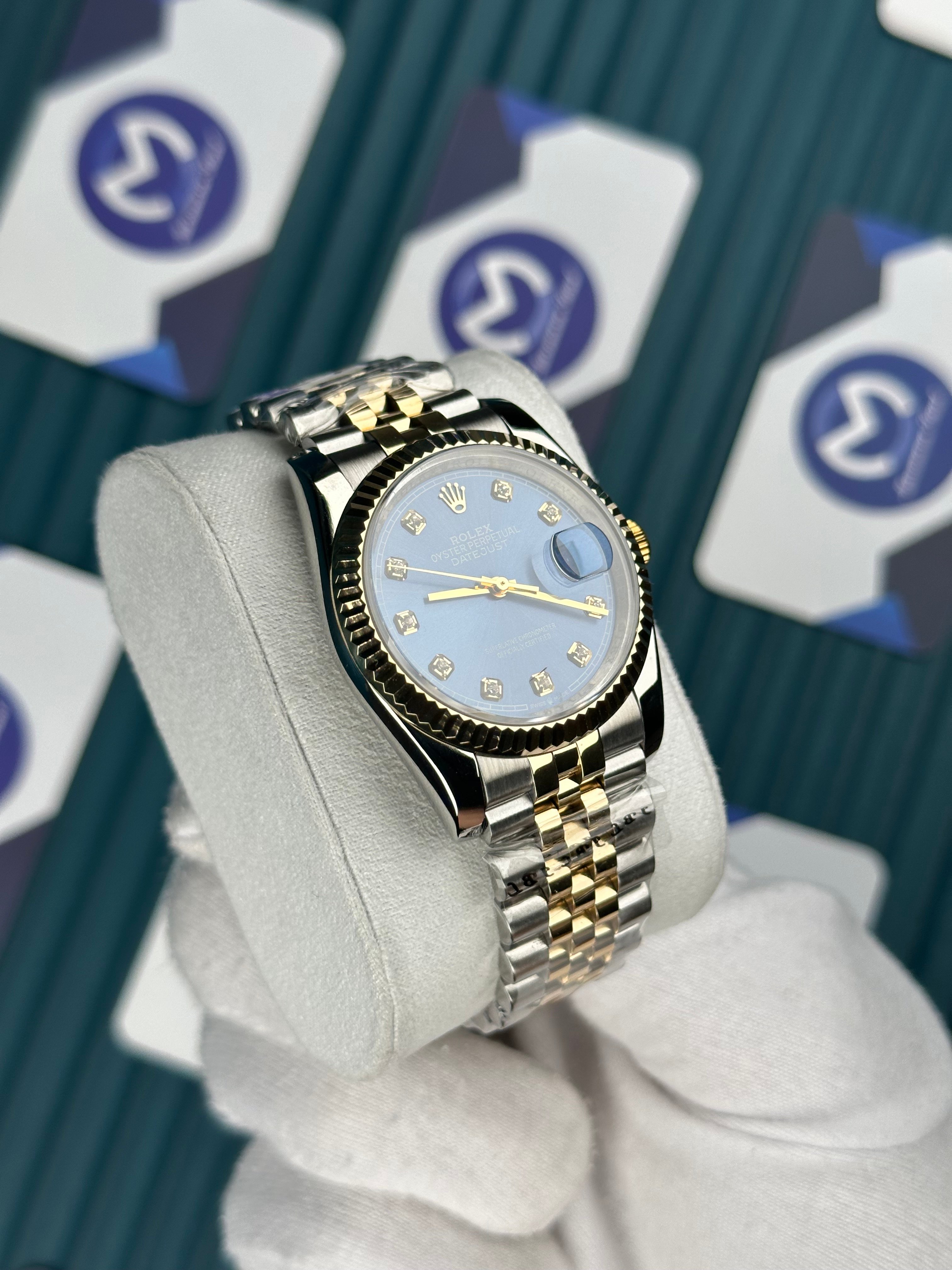 ROLEX 36 BLUE DIAL PIRLANTA INDEX GOLD-SILVER