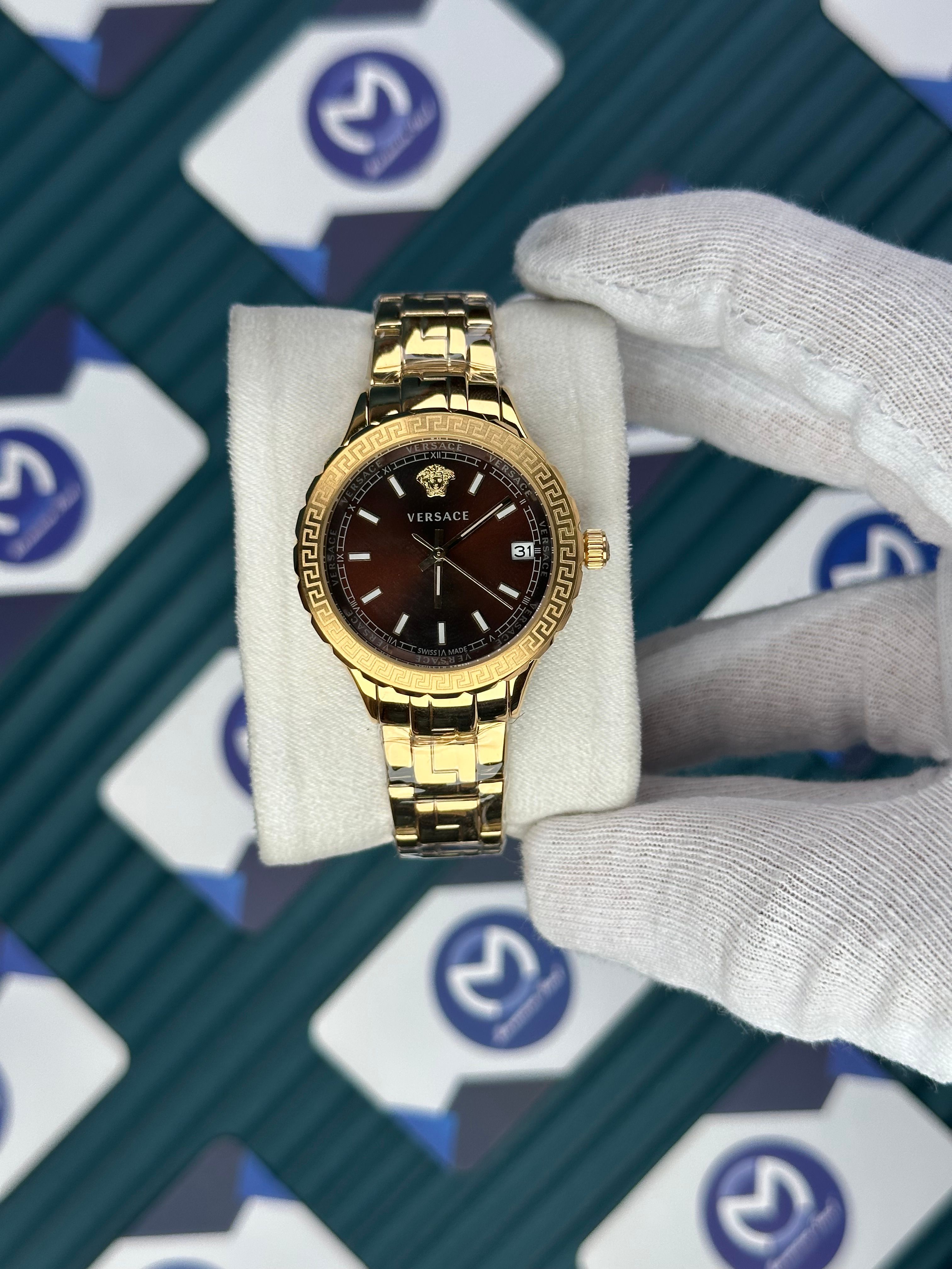 VERSACE 36 CHOCOLATE DIAL GOLD CORD 