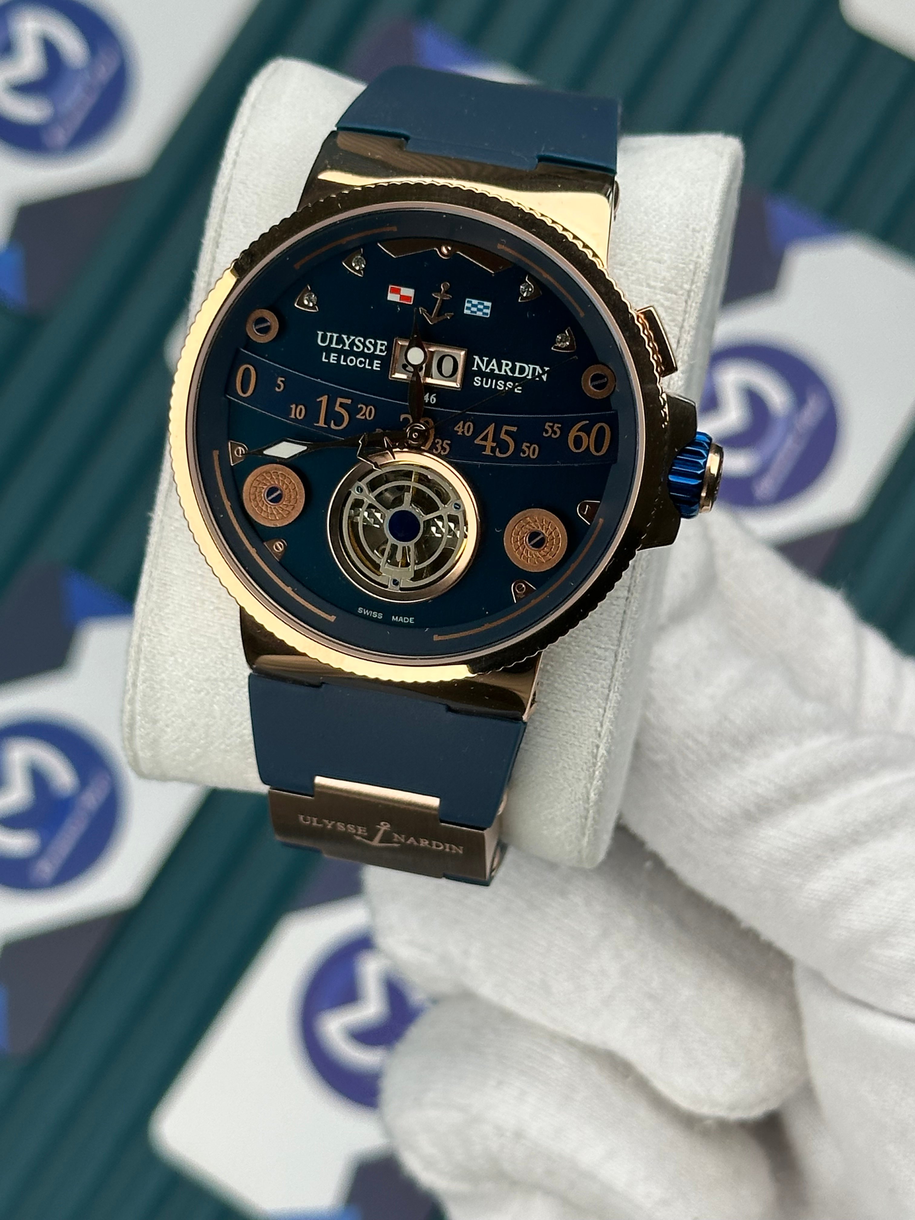 Ulysse Nardin Marine Chronograph Blue Tourbillon Rose Case