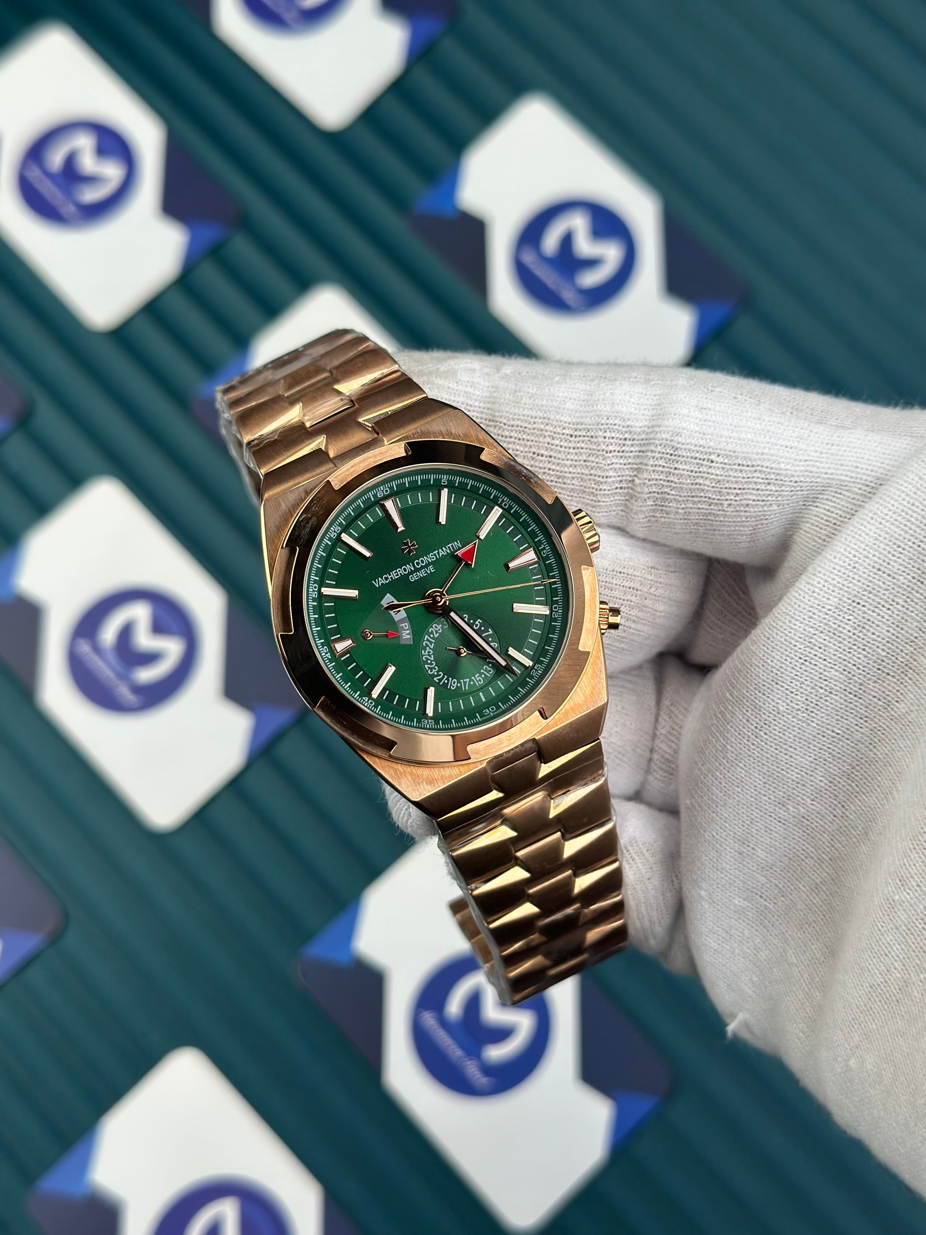 VACHERON CONSTANTIN GREEN OVERSEAS DUAL TIME ROSE