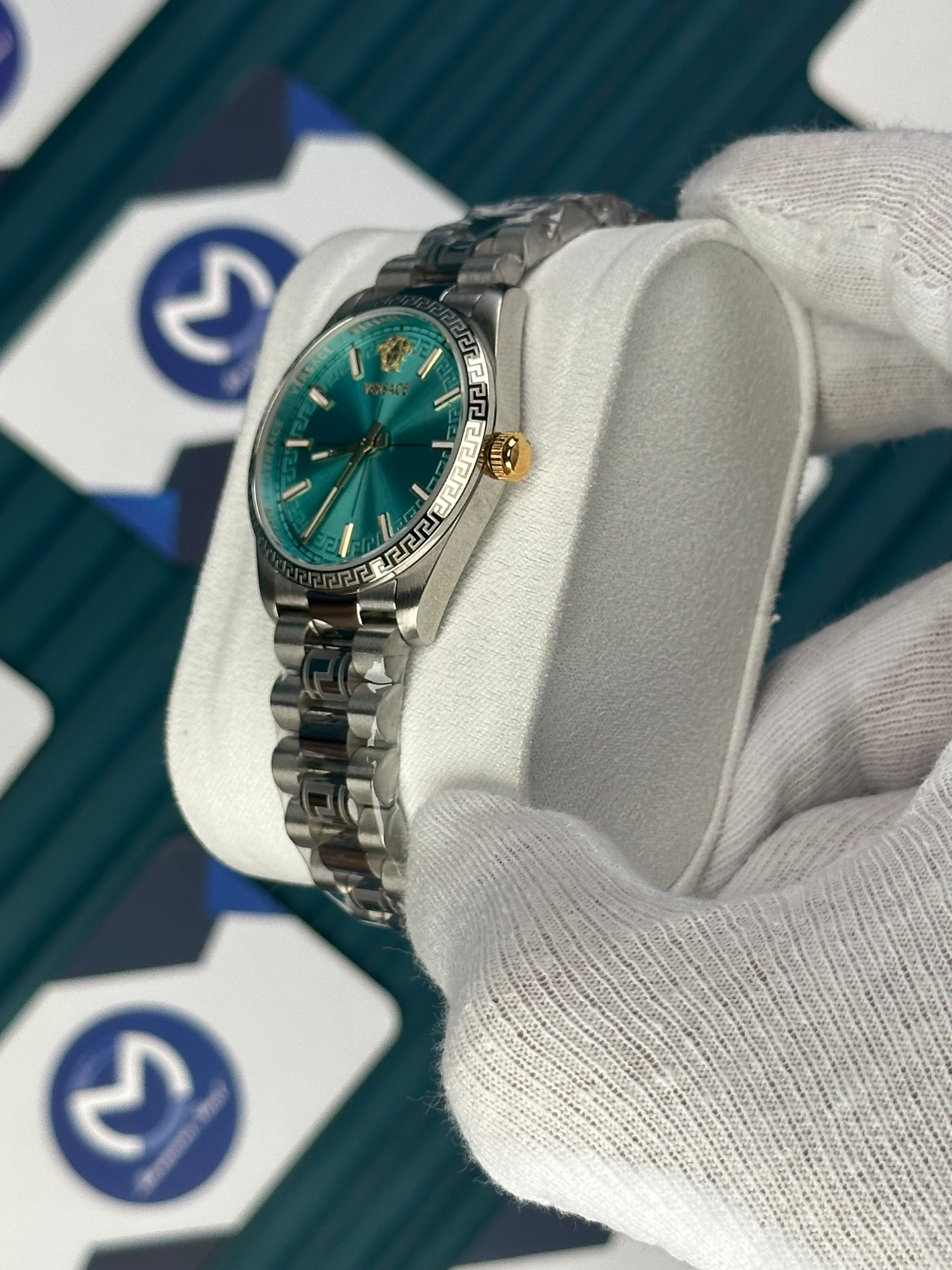 VERSACE 32 MM ICE BLUE MILLENYIUM GENT SILVER