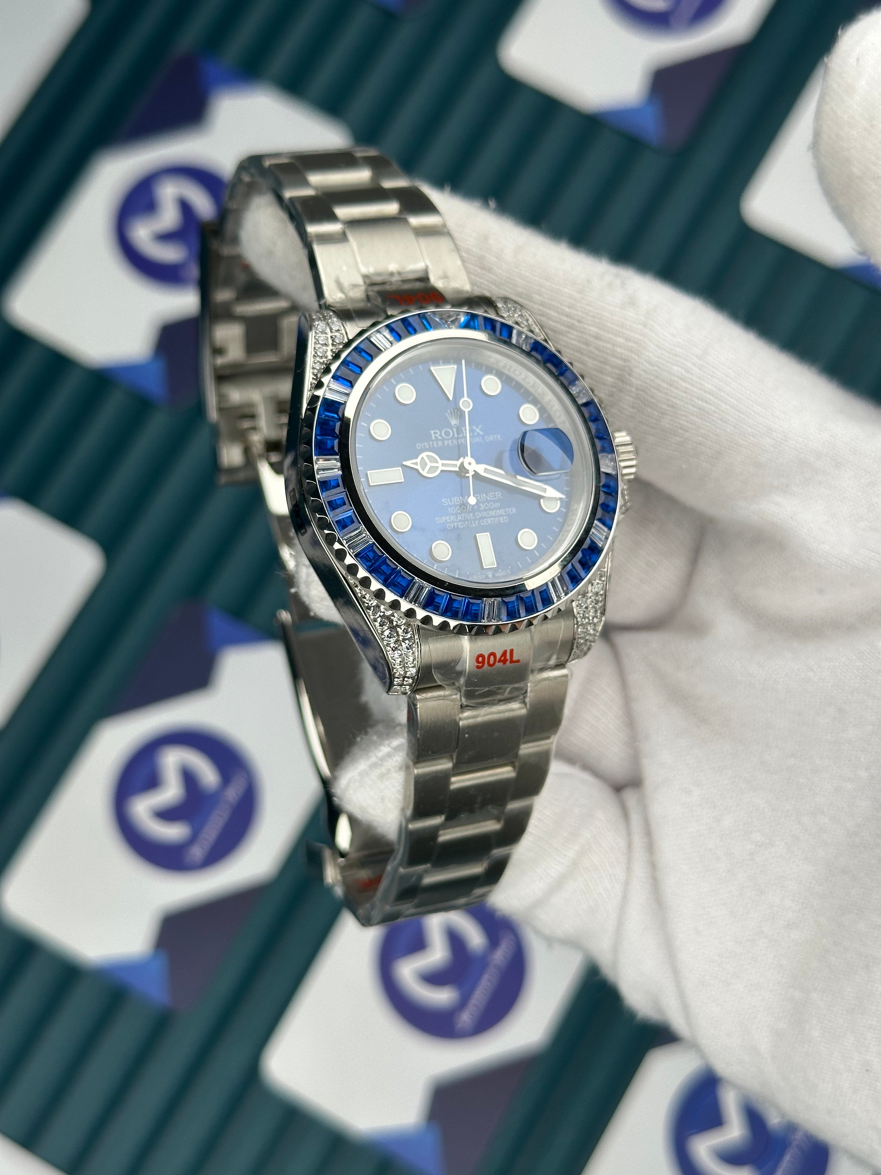 Rolex Submariner Mavi Beyaz Taşlı Bezel Mavi Kadran