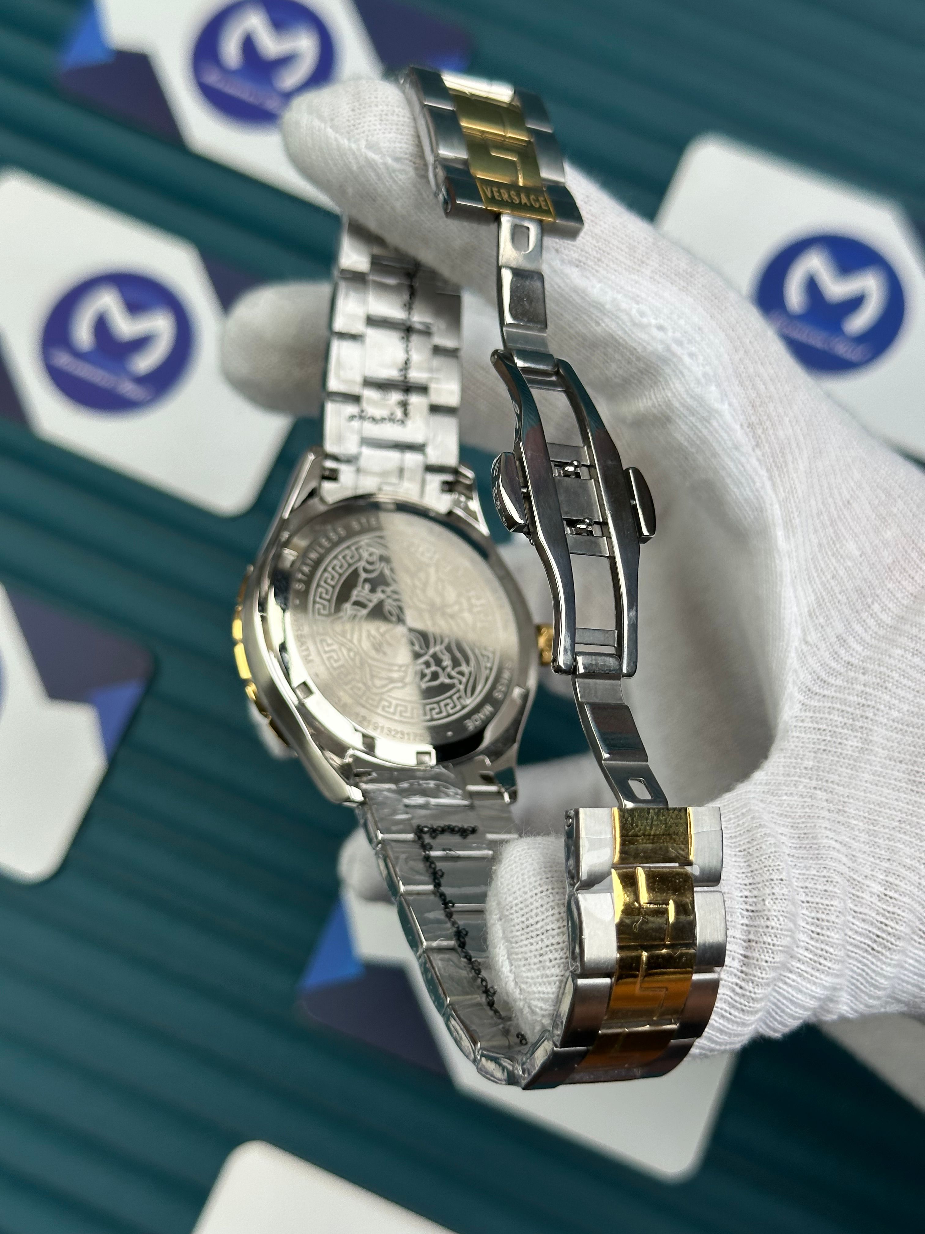 VERSACE BLUE DIAL AND BEZEL GOLD SILVER 