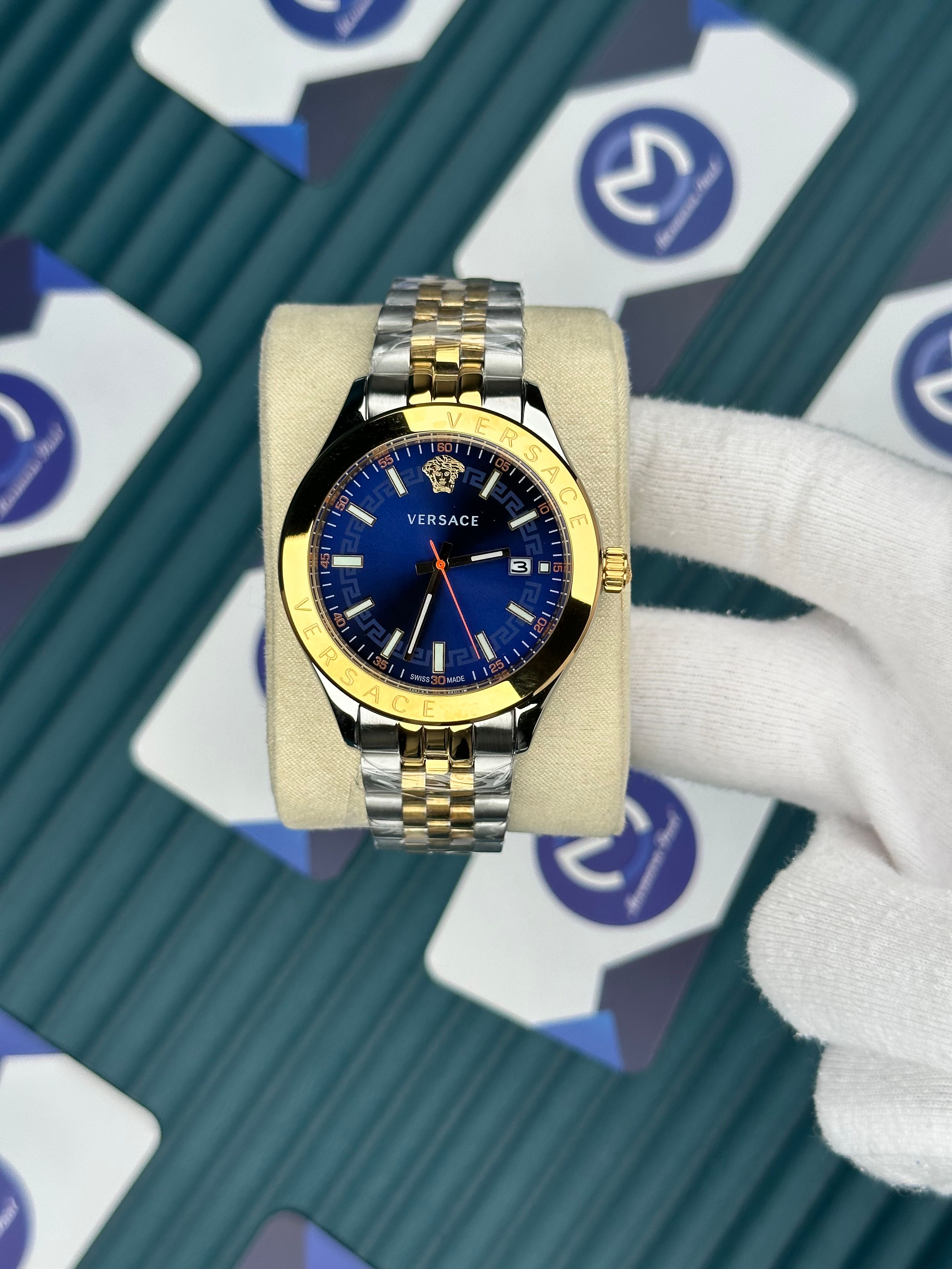 Versace Gold-Silver Jübile Mavi Kadran