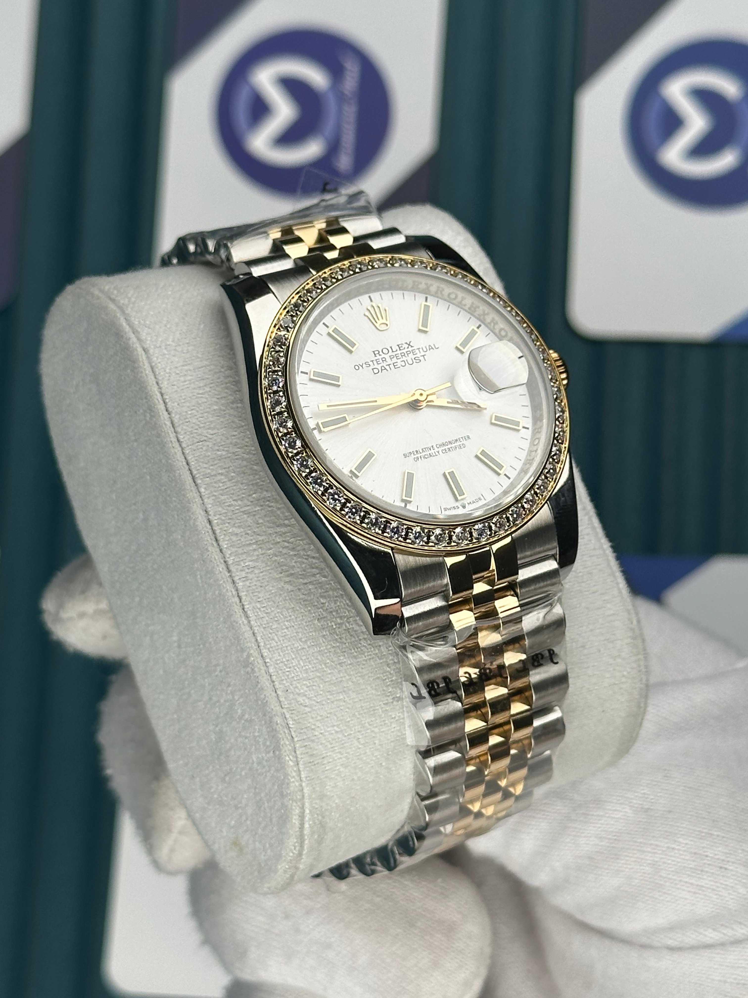 ROLEX 36 BEYAZ KADRAN PIRLANTA BEZEL GOLD-SILVER JUBILEE