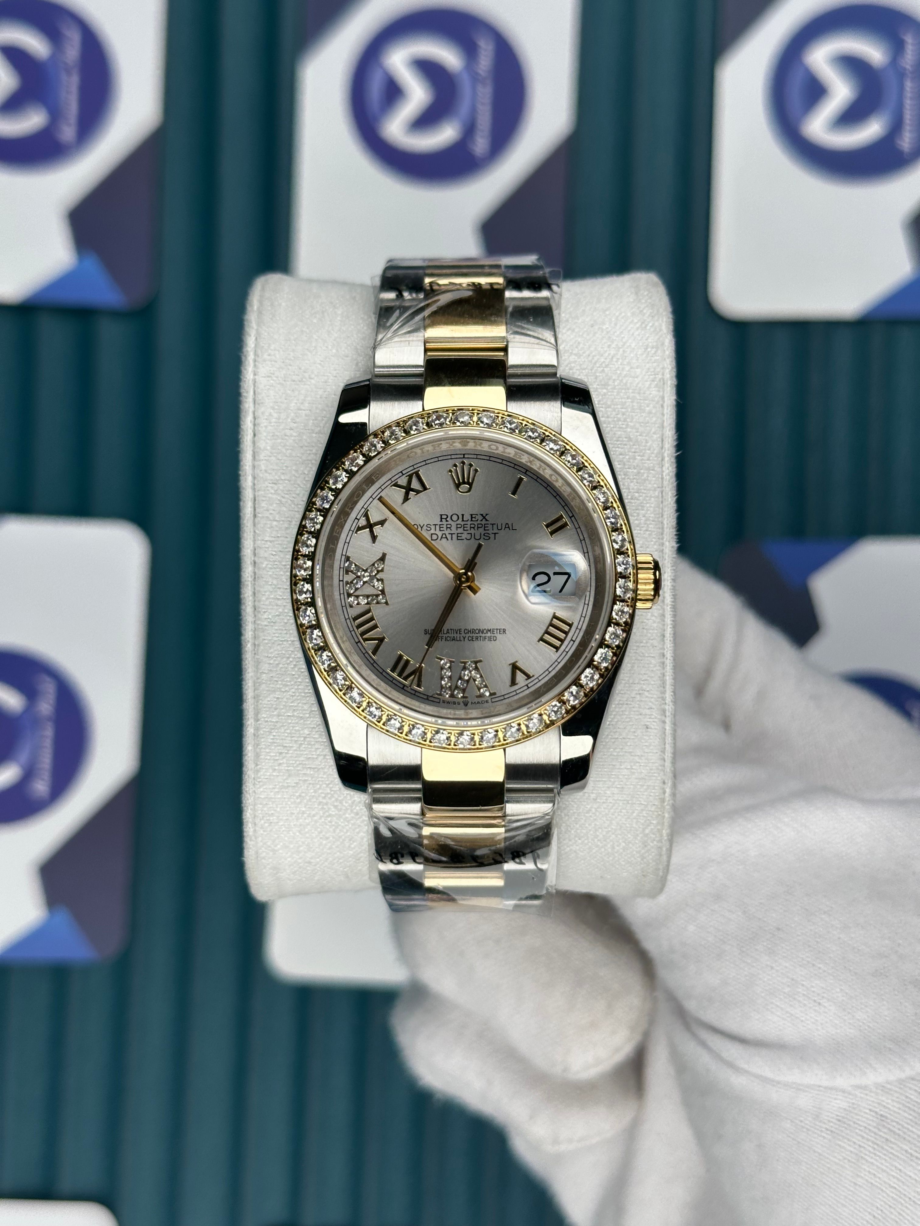ROLEX 36 BEYAZ KADRAN ROMA PIRLANTA BEZEL GOLD-SILVER OYSTER