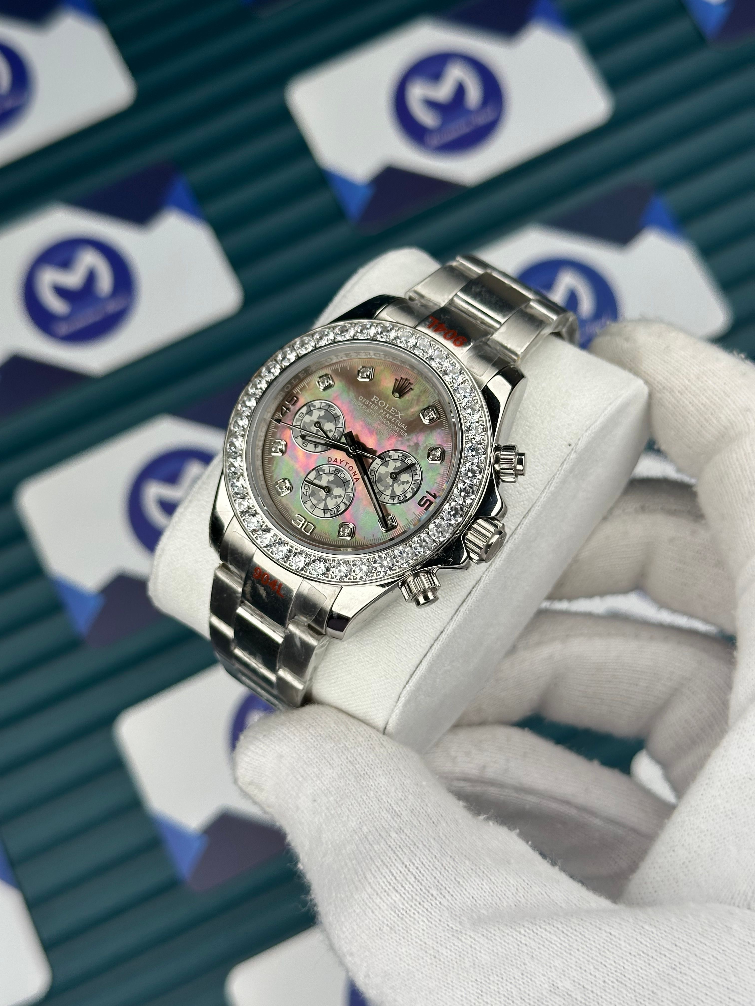 Rolex Daytona Gökkuşağı Gri Kadran Pırlanta Bezel