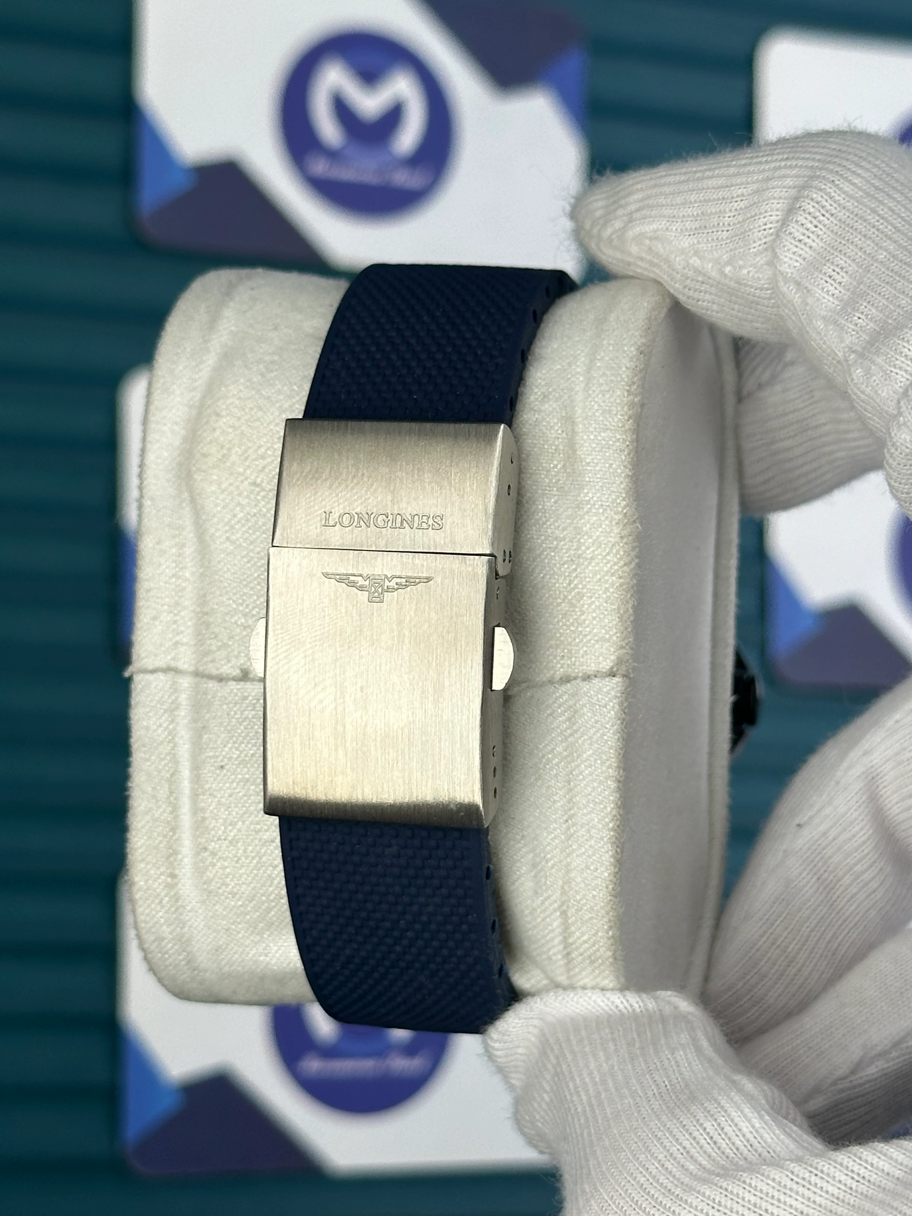 LONGINES HYDROCONQUEST AUTOMATIC BLUE DIAL CHRONOGRAPH BLUE RUBBER CORD