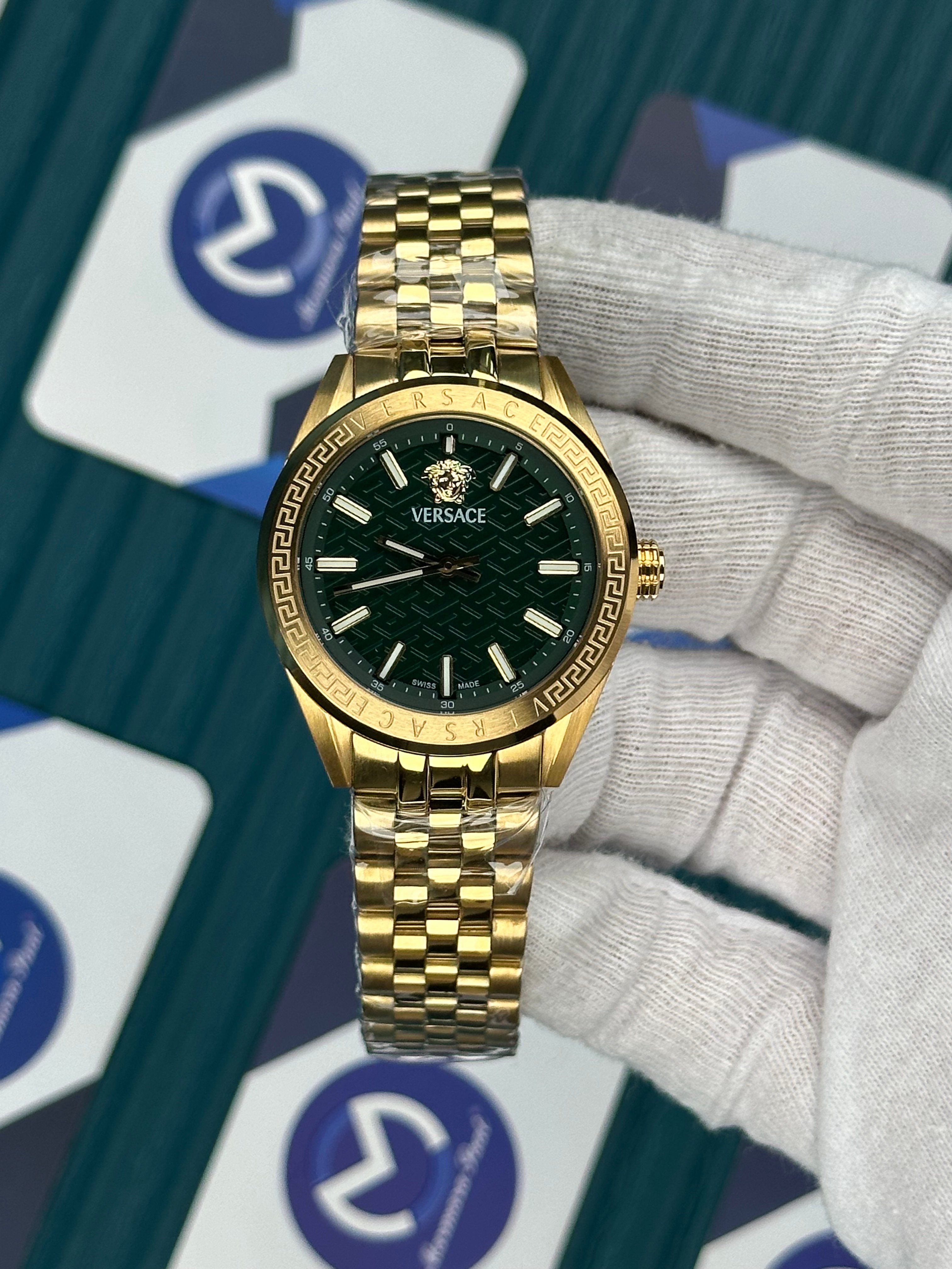 VERSACE 36 GREEN DIAL GOLD JUBILE