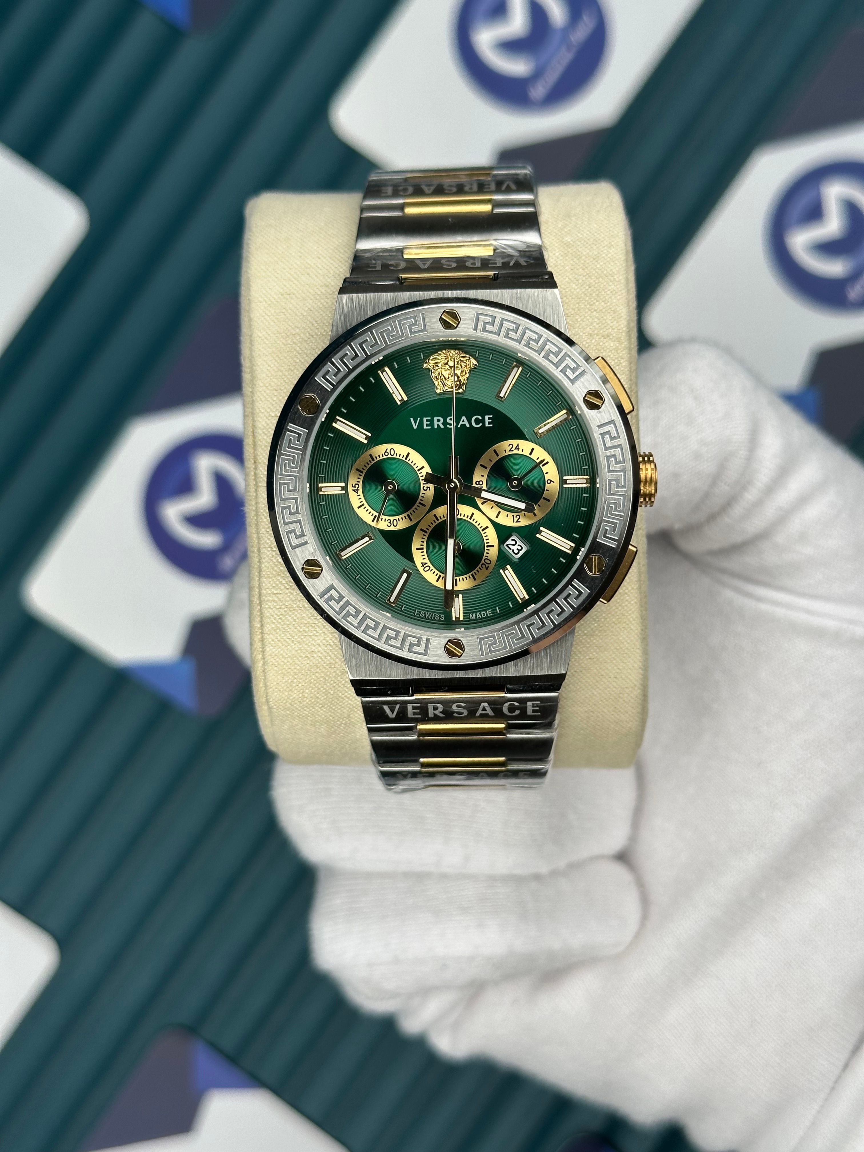 Versace Gold-Silver Yeşil Kadran Fonksiyonlu