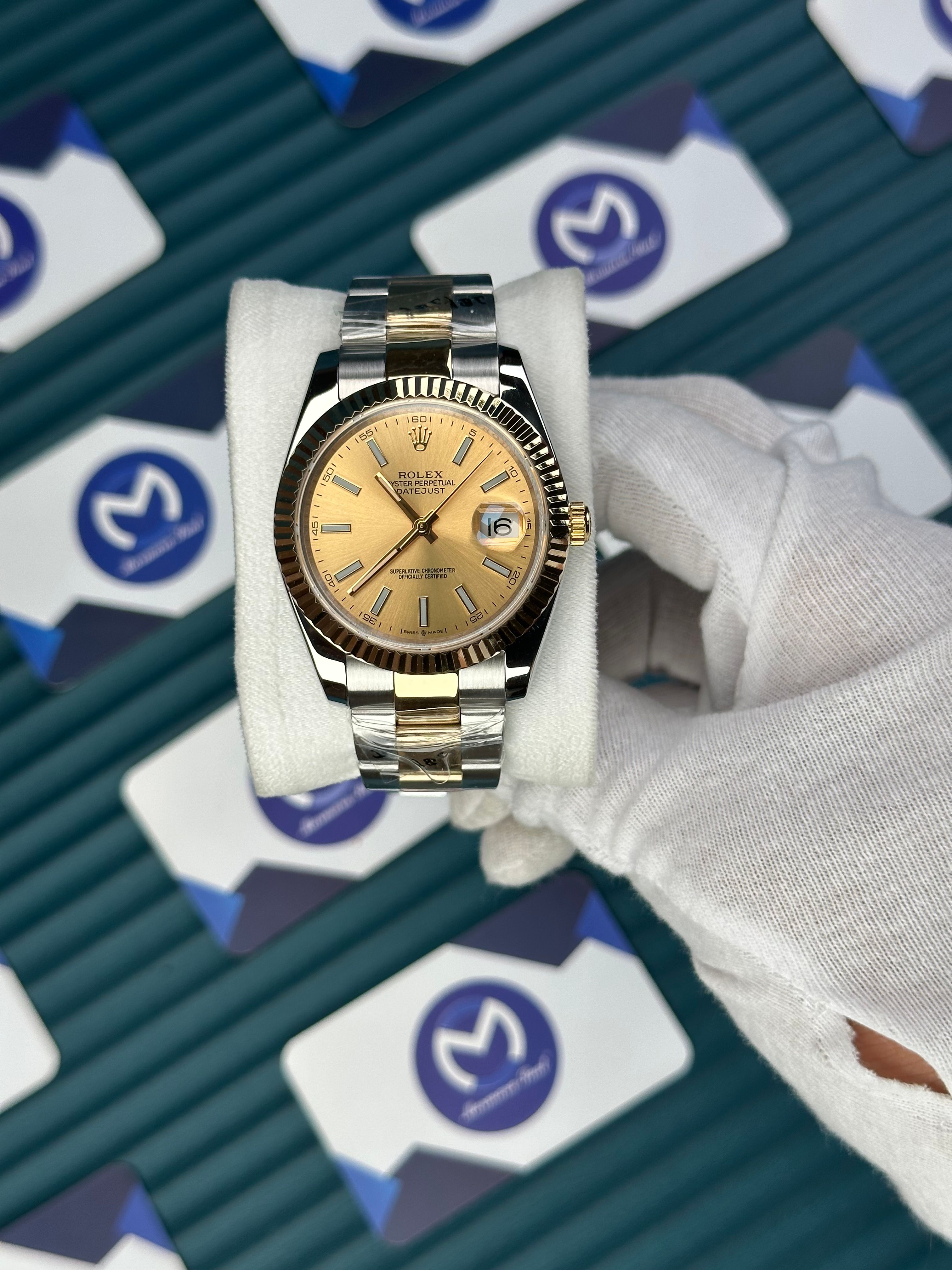 ROLEX DATEJUST GOLD DIAL GOLD-SILVER OYSTER
