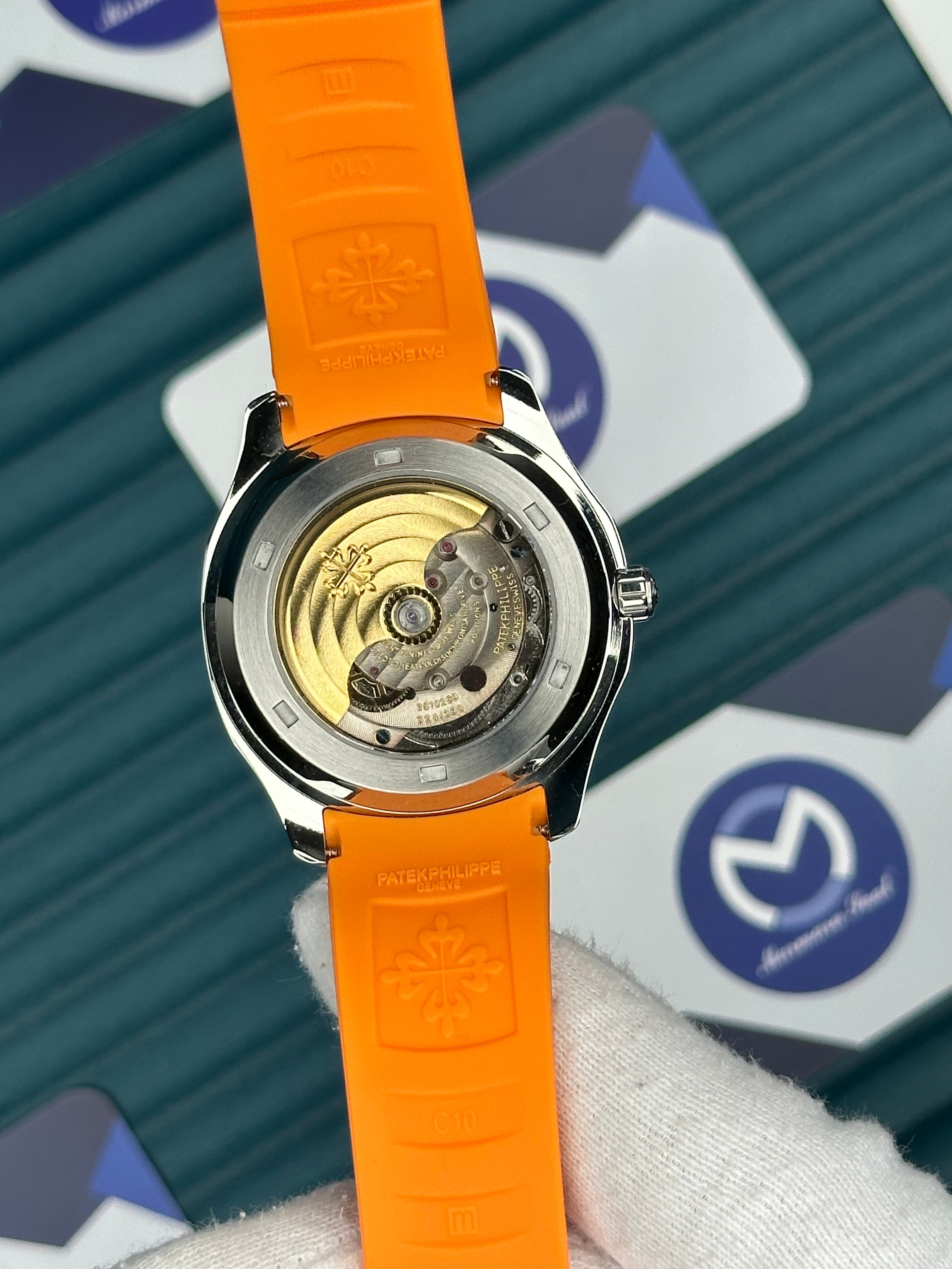 Patek Philippe Aquanaut Turuncu Kauçuk Kordon Gümüş Kasa