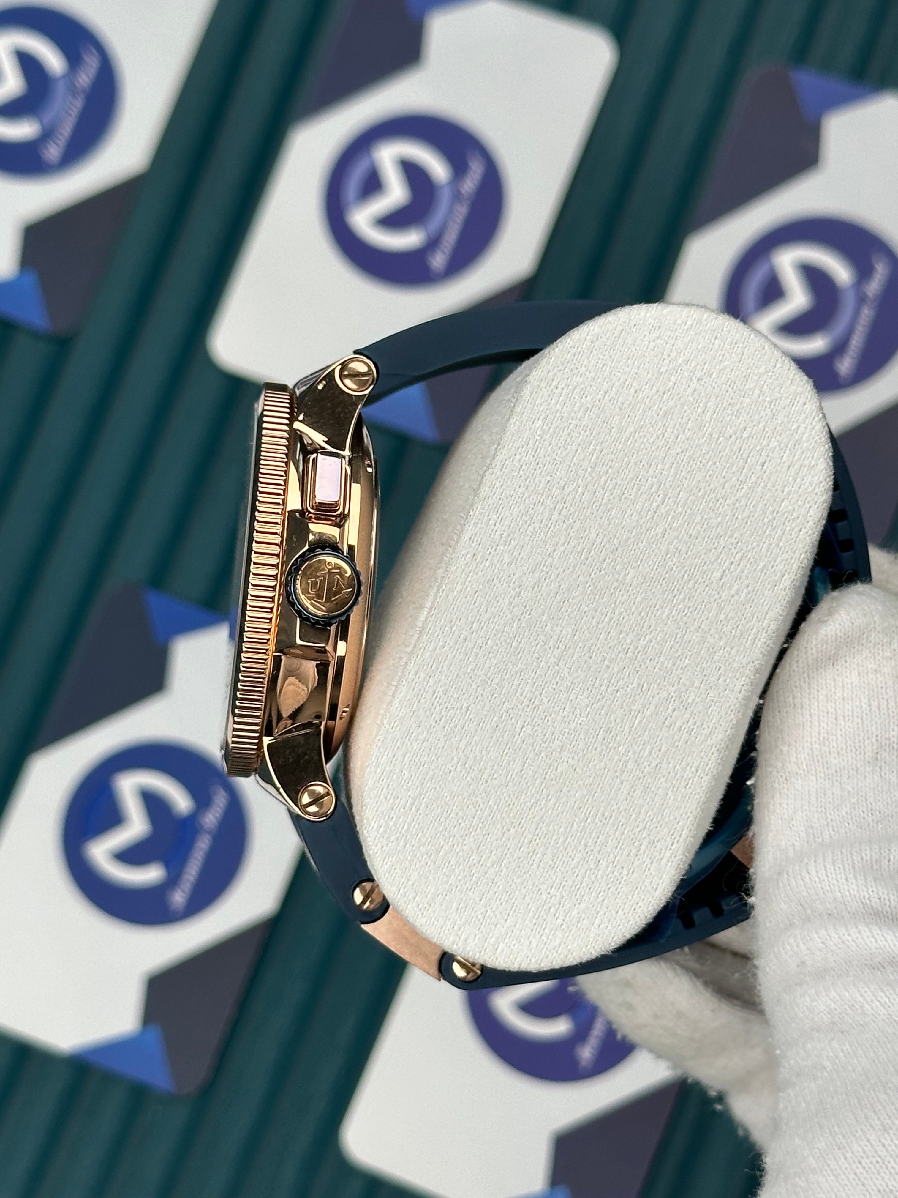Ulysse Nardin Marine Blue Cord White Dial Rose Case Tourbillon