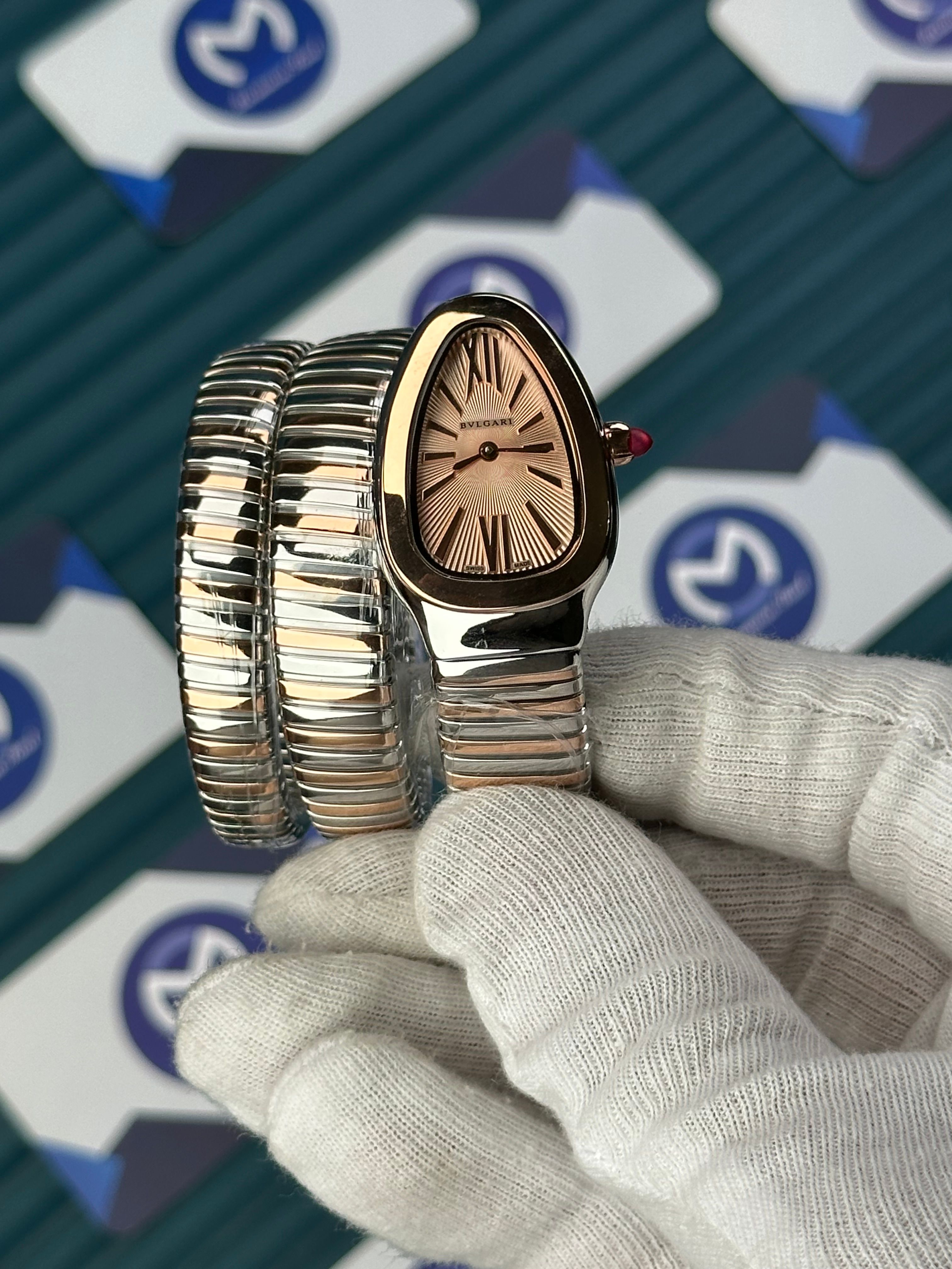 BVLGARI SERPENTI CHAMPAGNE DIAL ROSE-SILVER TUBOGAS