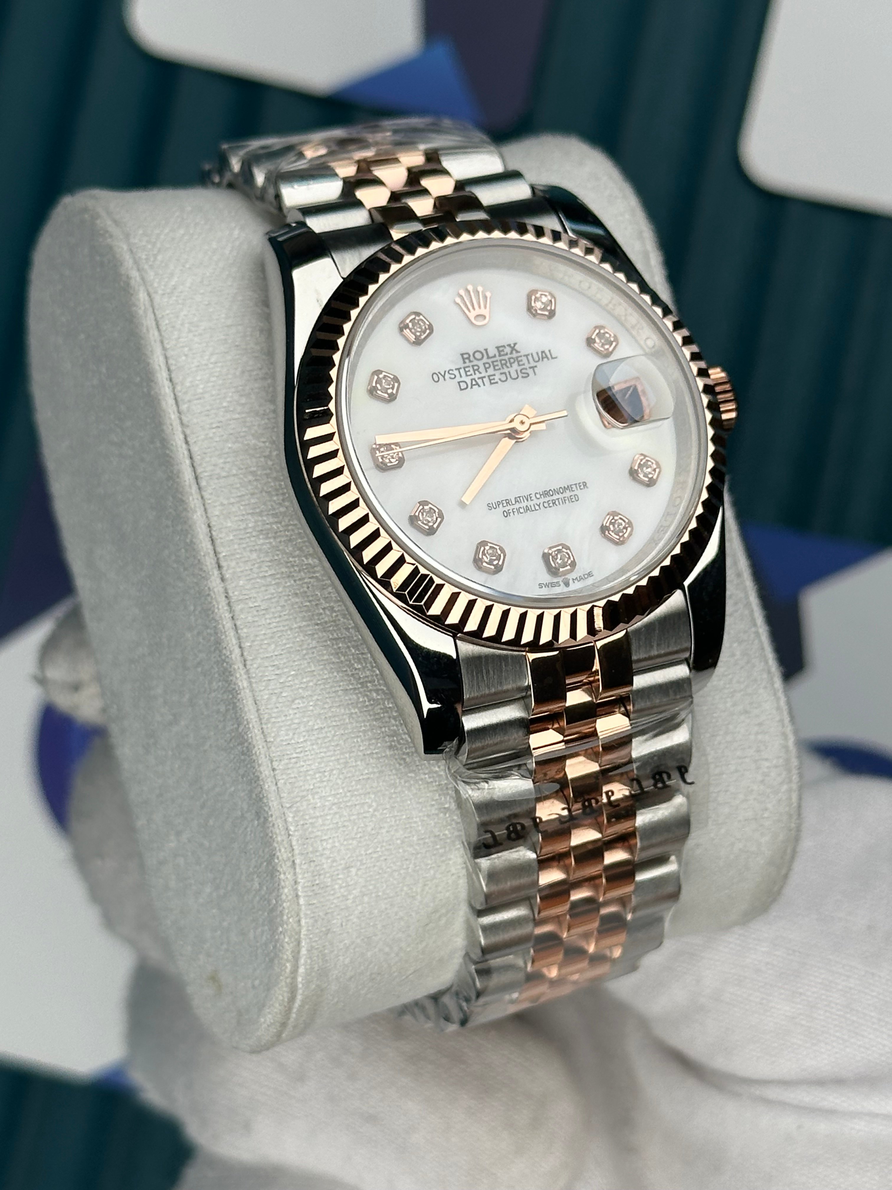ROLEX 36 BEYAZ KADRAN PIRLANTA INDEX ROSE-SILVER JUBILEE