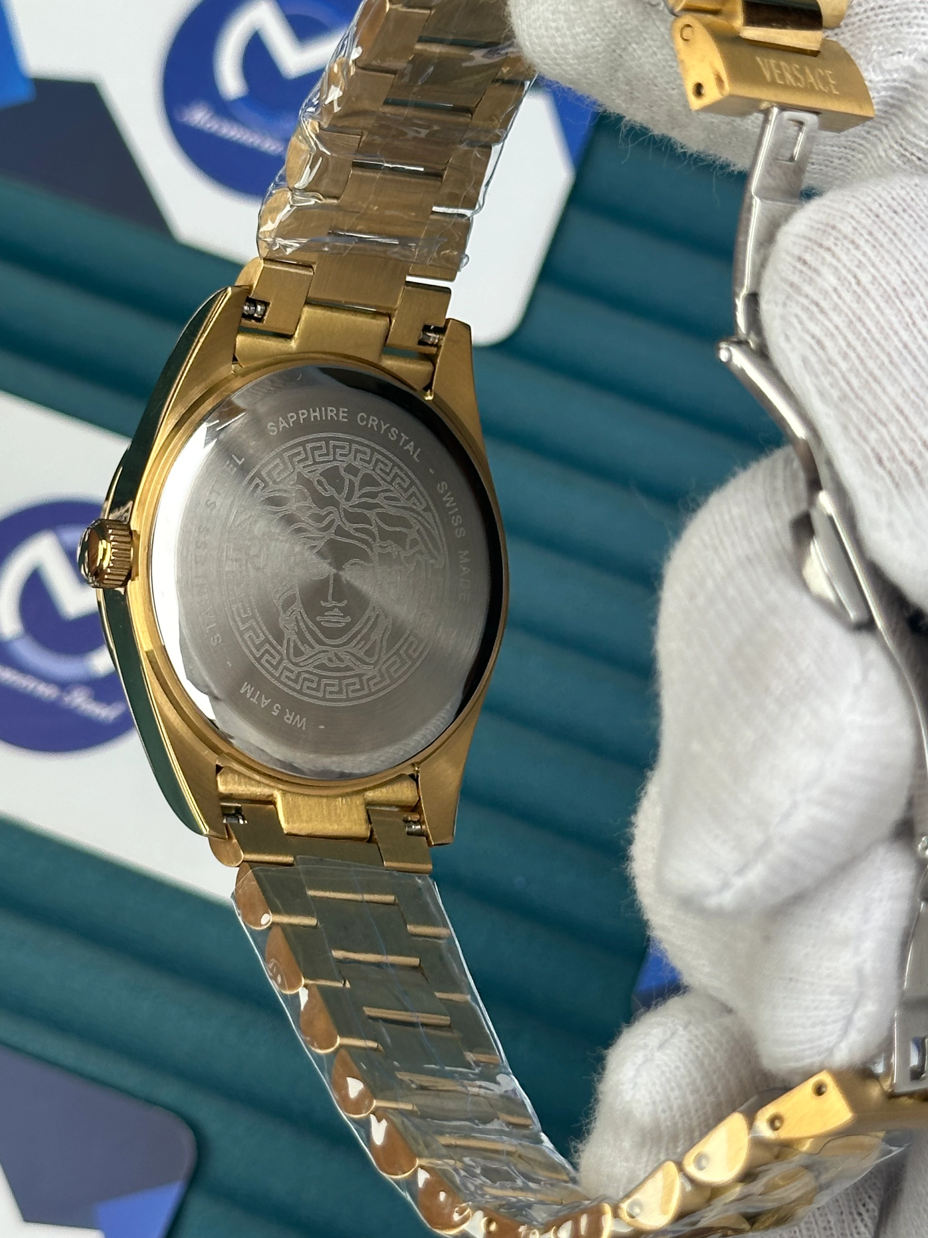 VERSACE NEW TURQUOISE DIAL GOLD PRESIDENT