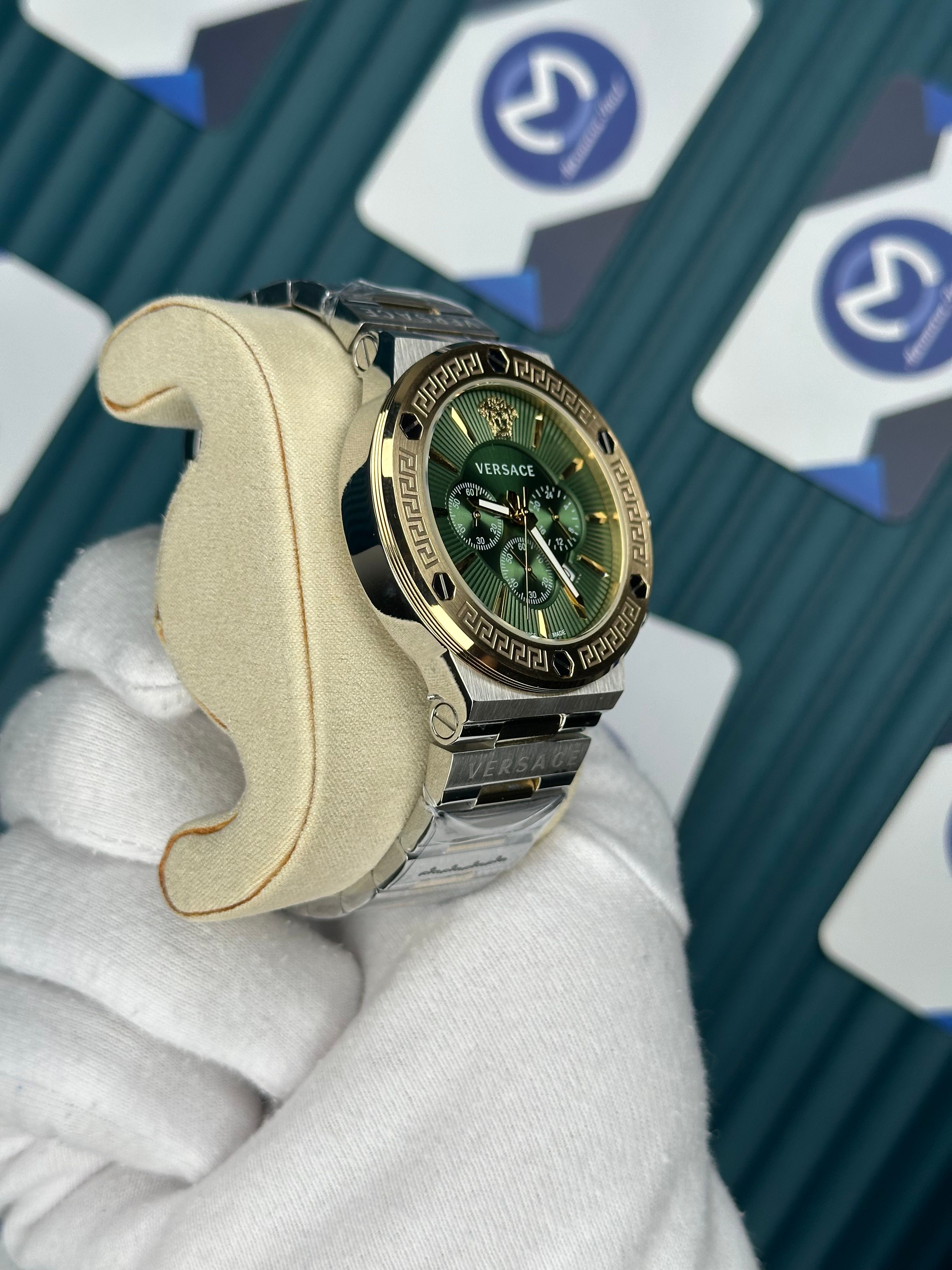 Versace Gold-Silver Yeşil Kadran Fonksiyonlu