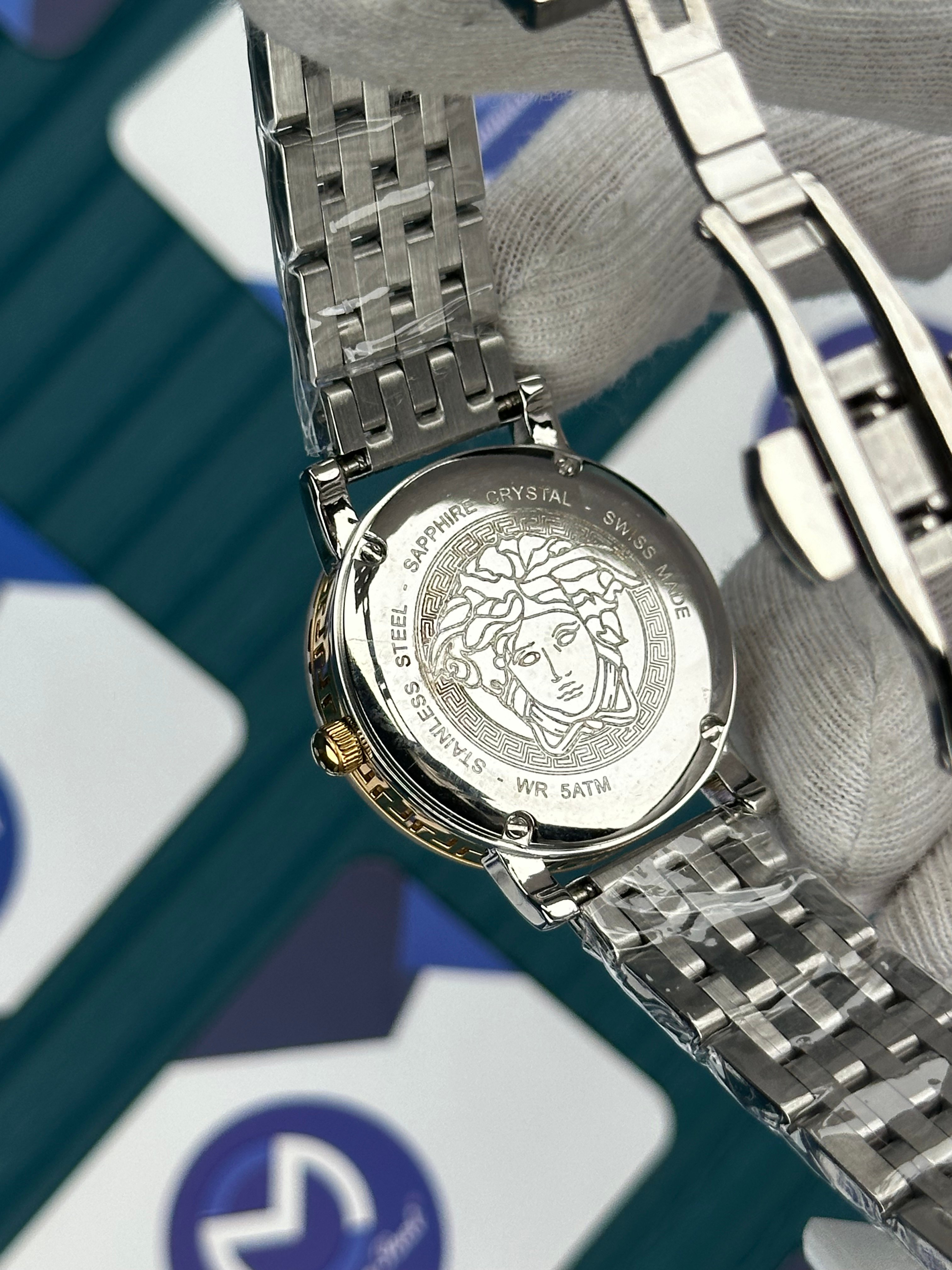 VERSACE DESENLİ AYNALI BEZEL YEŞİL KARDAN GOLD SILVER KORDON