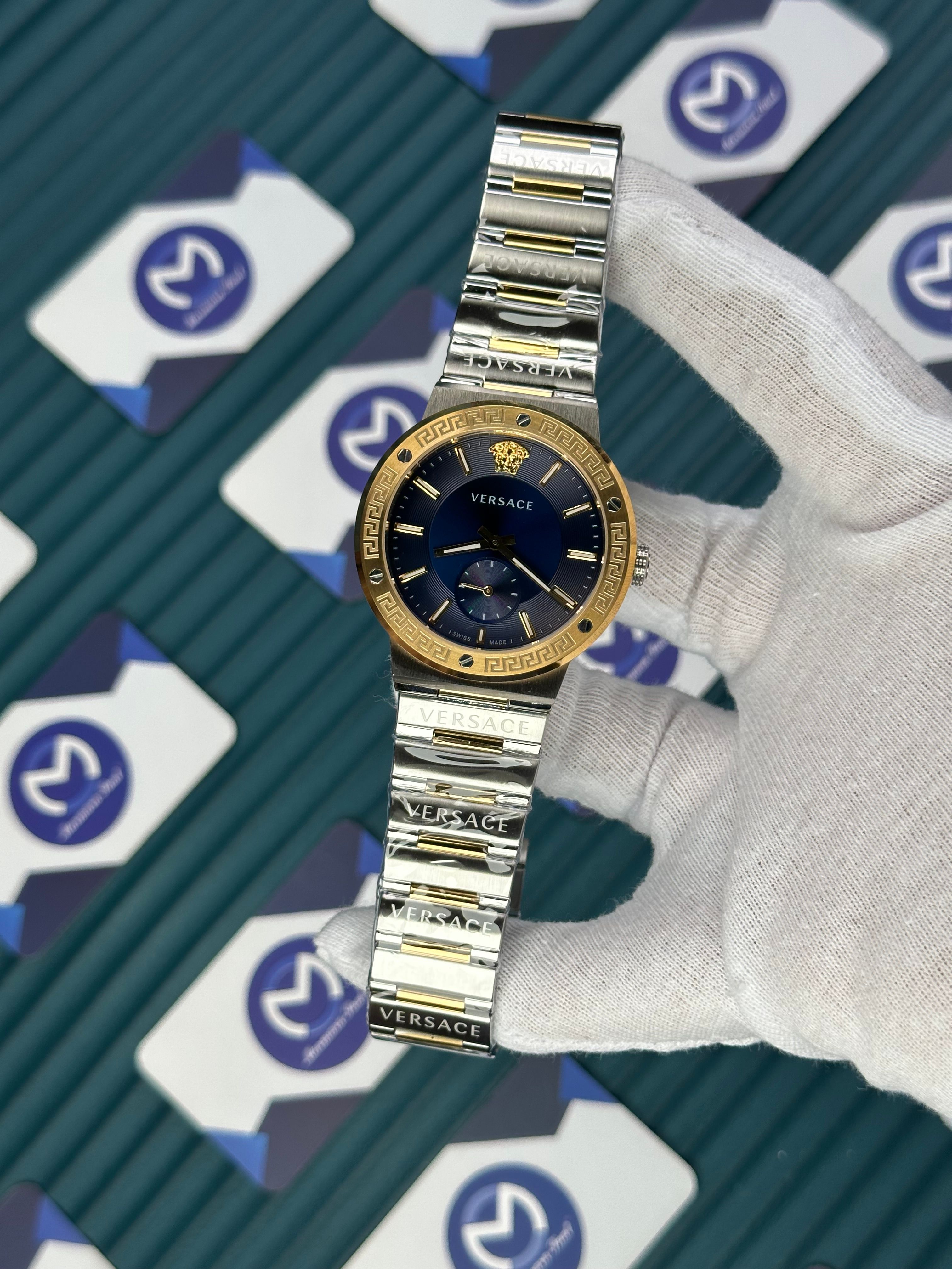 VERSACE BLUE DIAL SECOND CHRONOGRAPH GOLD-SILVER