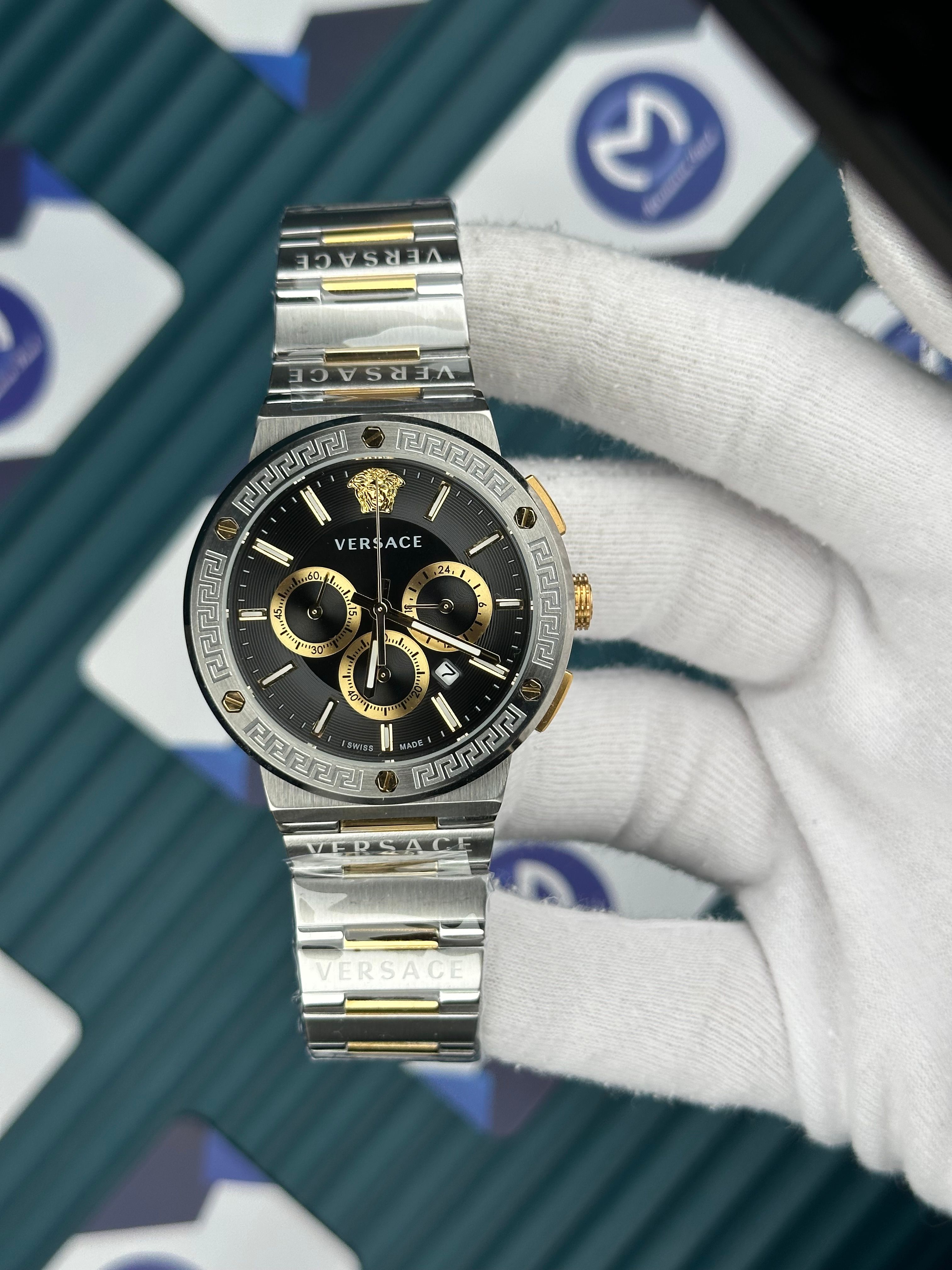 Versace Gold-Silver Üç Fonksiyon Siyah Kadran