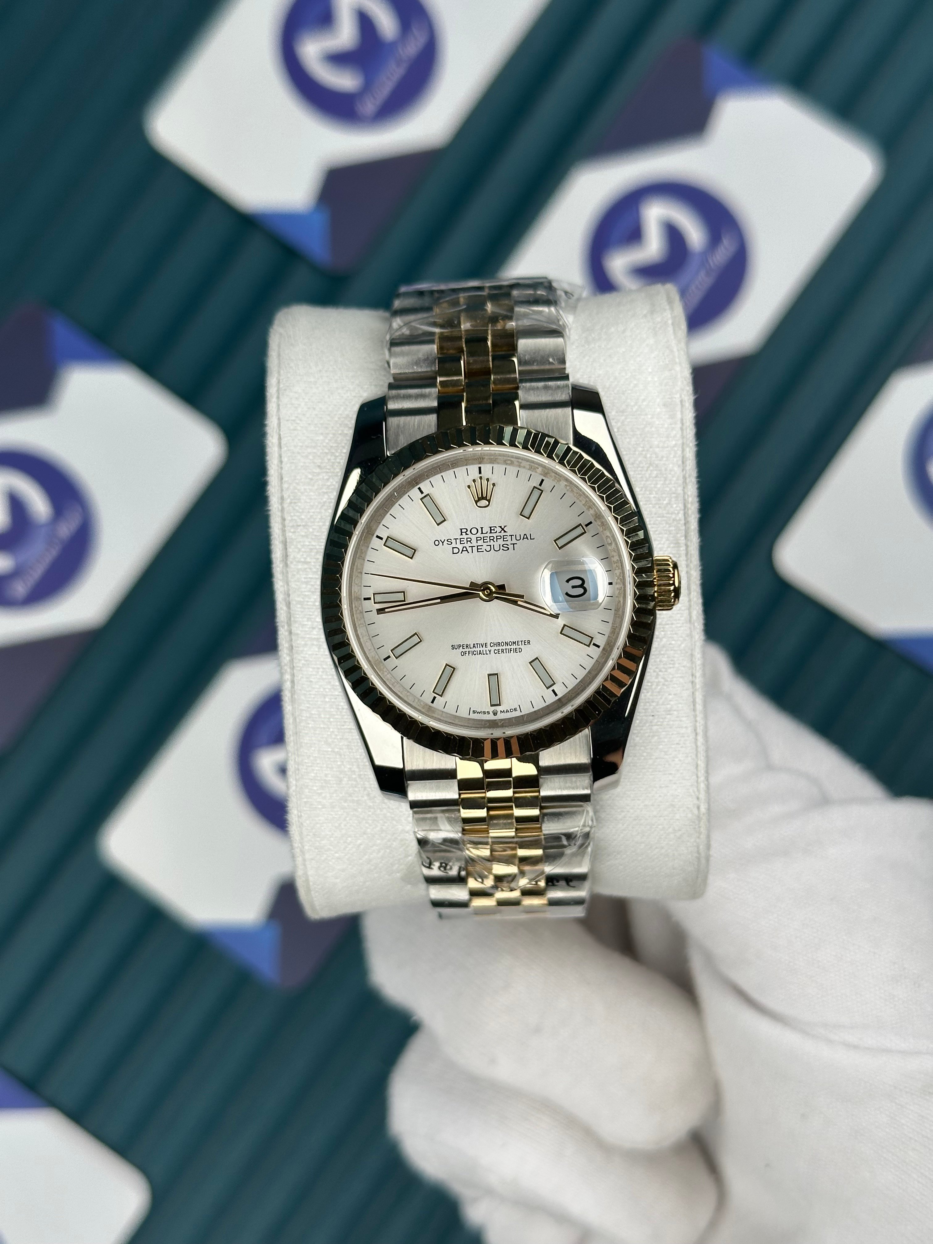 ROLEX 36 BEYAZ KADRAN DÜZ INDEX GOLD-SILVER JUBILEE