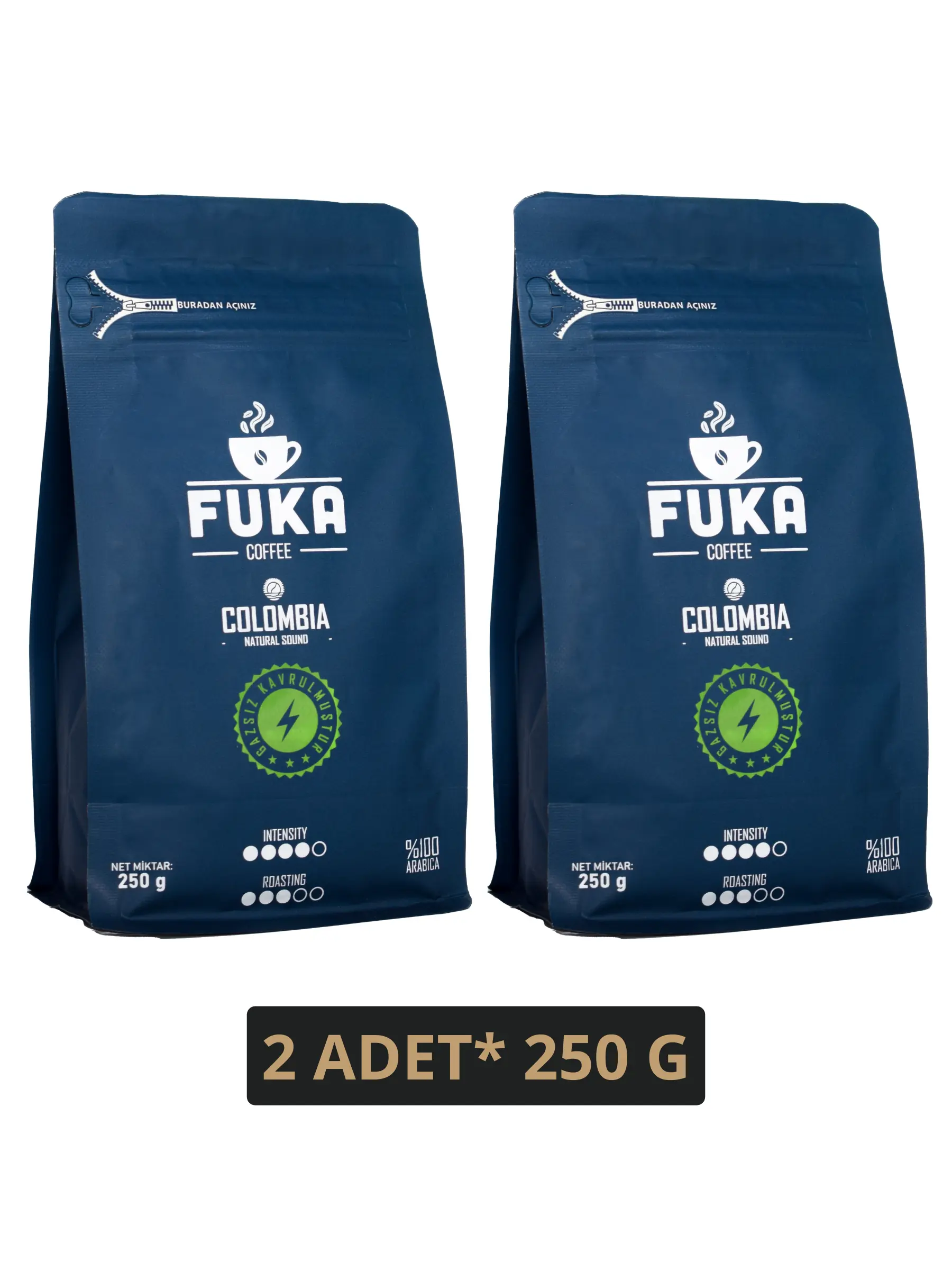 Gazsız Kavrulmuş Colombia Kahve - Natural Sound (250 G X 2)