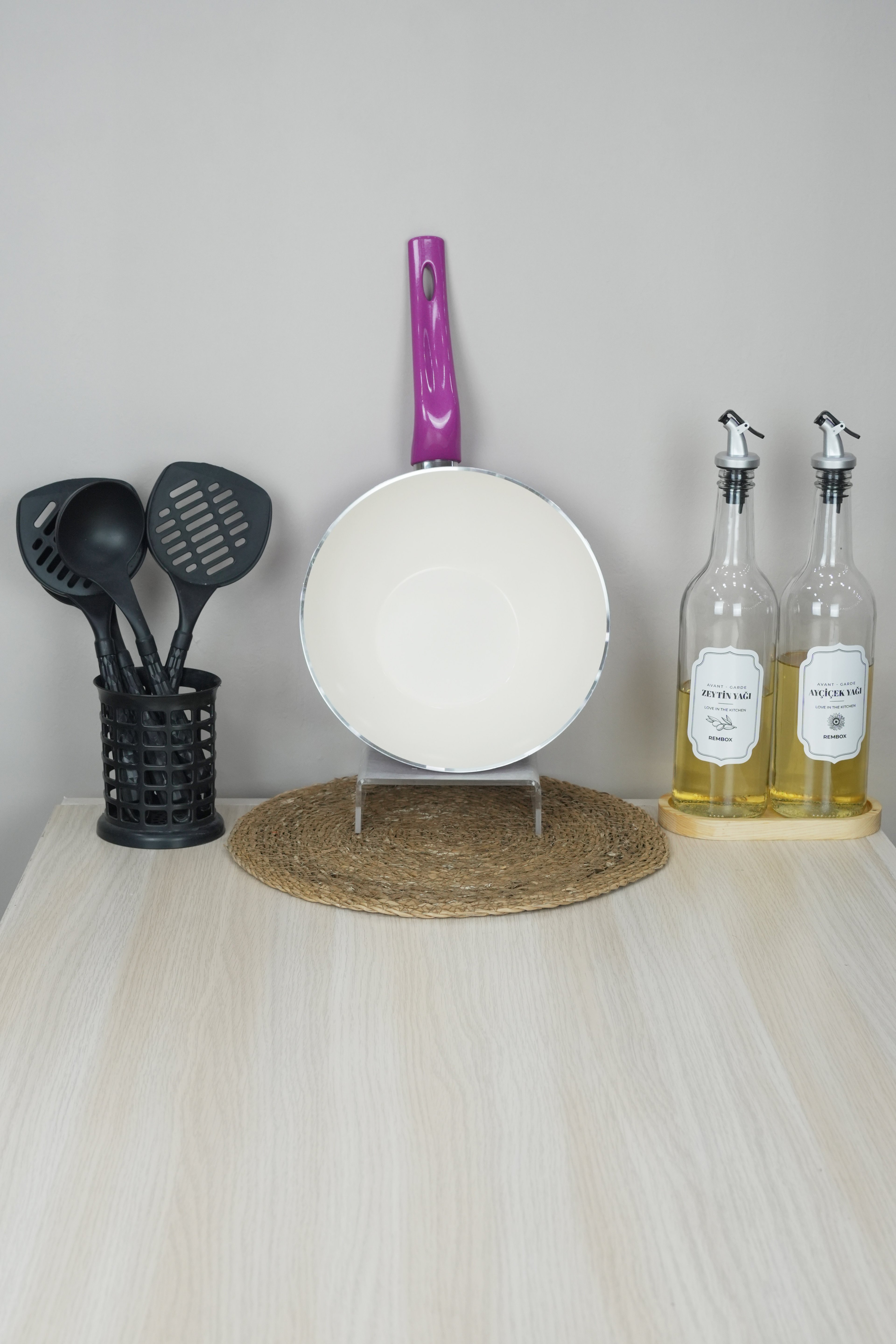 Bonera 24 Cm Fuşya Wok Tava