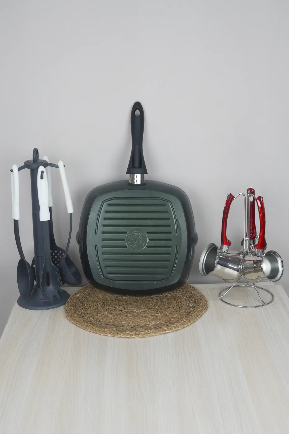 Bonera Seramik 28cm Grill Tava - Zümrüt Yeşil