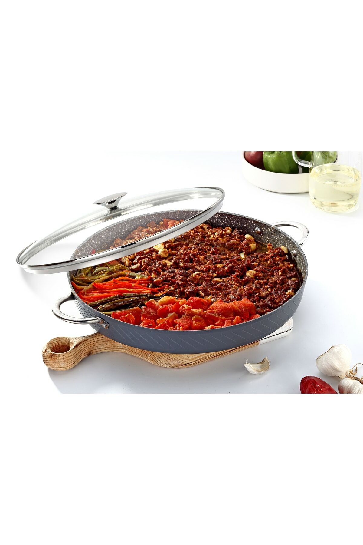 34cm Pro-plus Kapaklı Granit Fırın Tepsisi