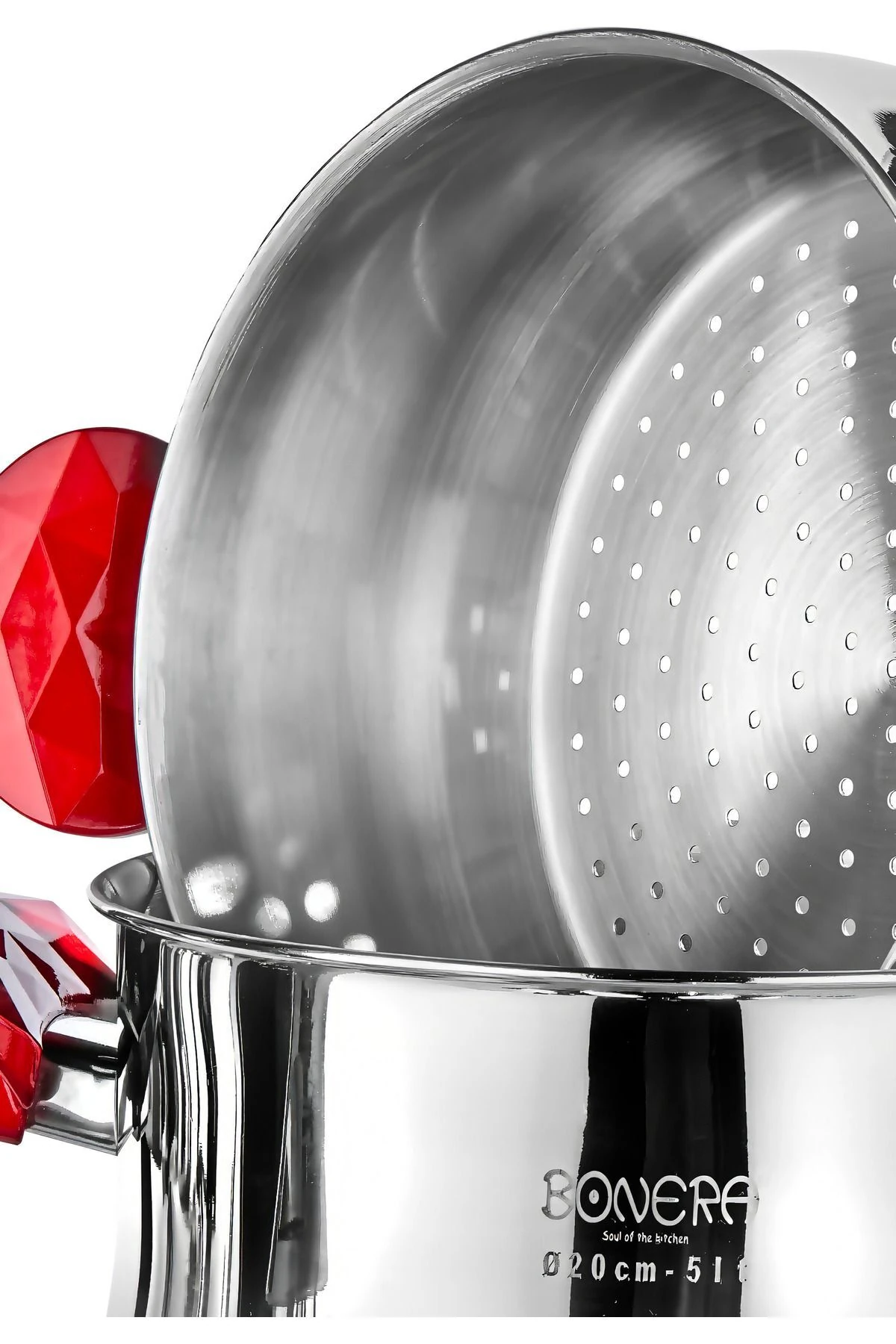 Monza 25 Parça 18/10 Paslanmaz Çelik Tencere Seti- Kırmızı