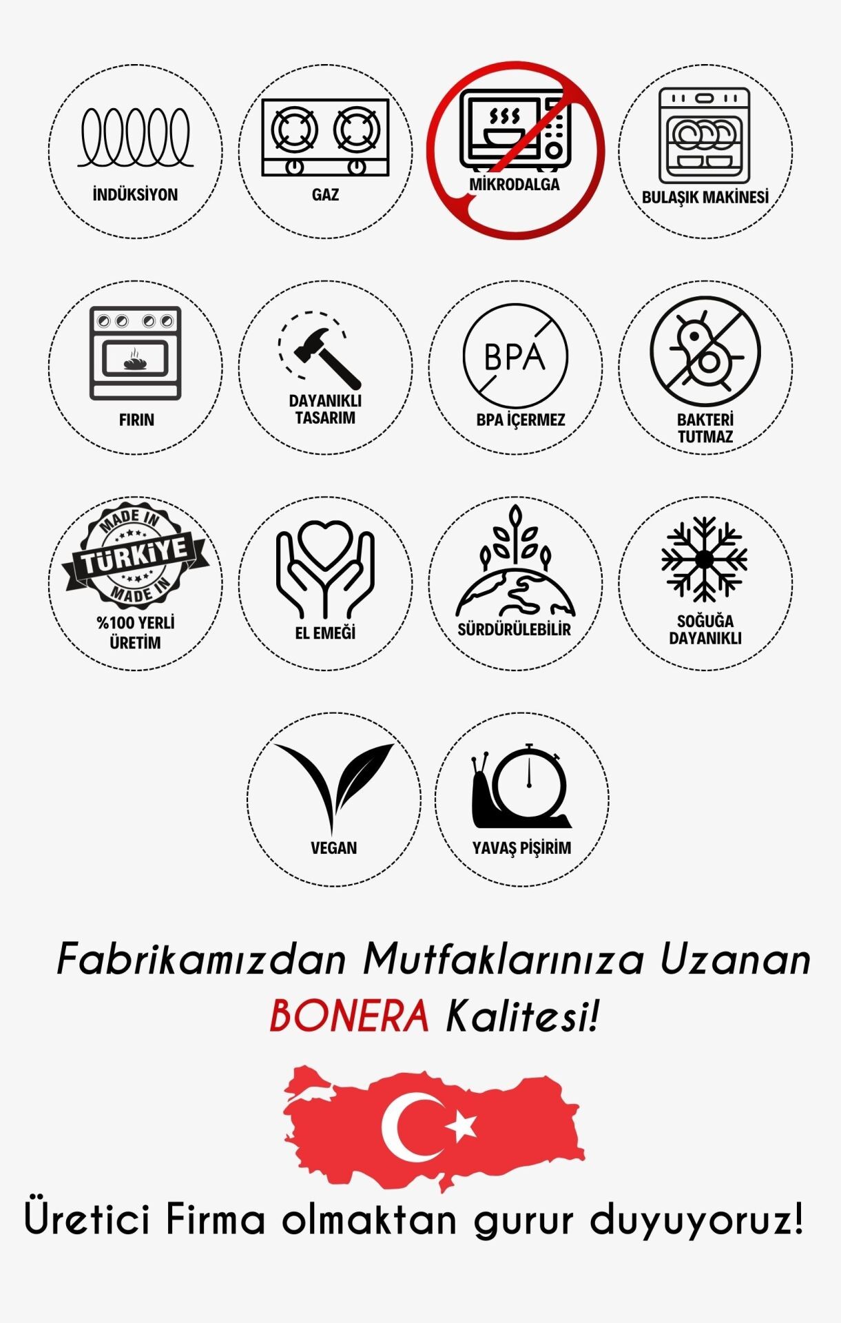 Bonera 38cm Pro-Plus Cam Kapaklı Granit Fırın Tepsisi