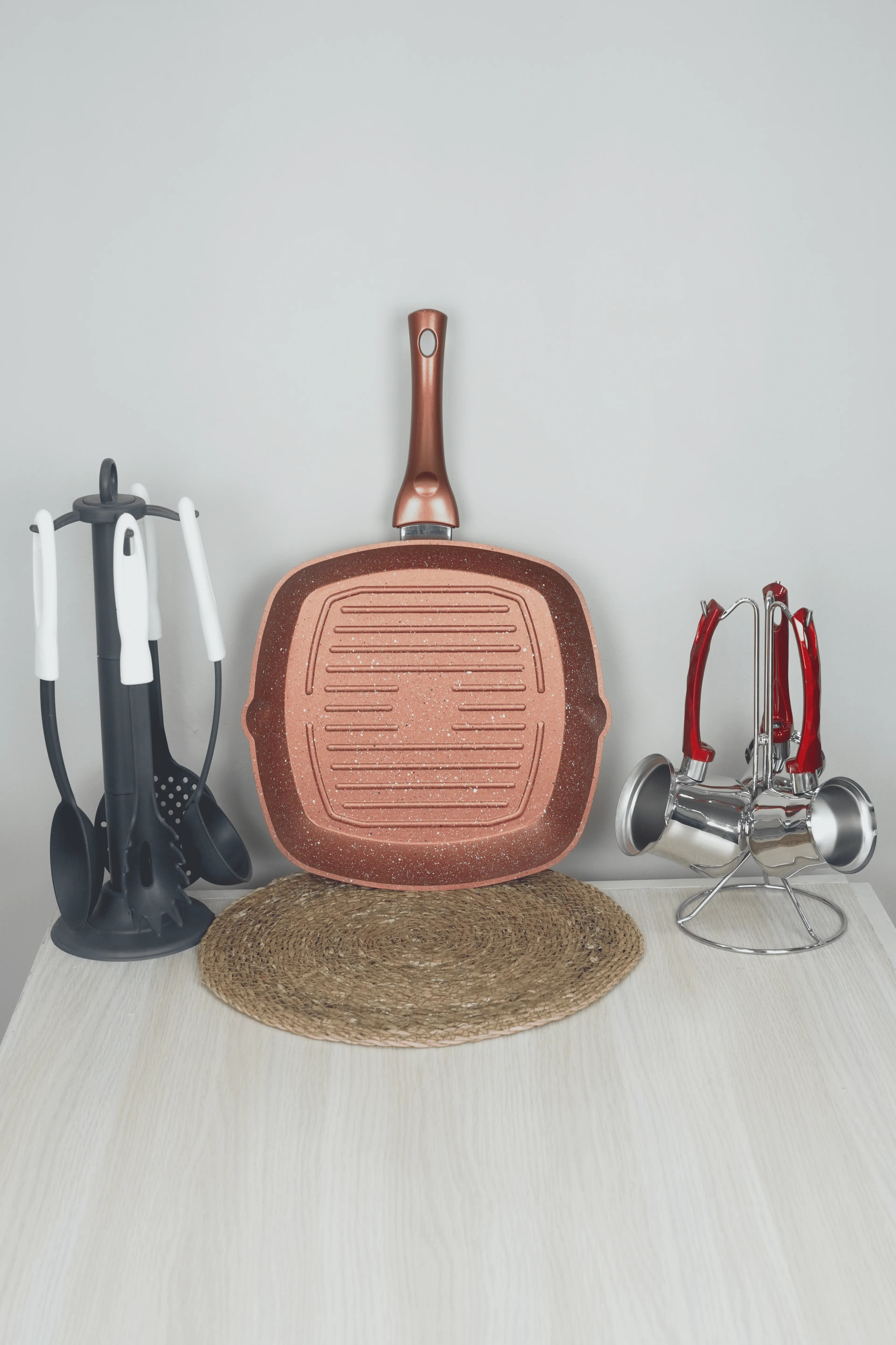 Granit Izgara Grill Tava 28 cm -Bakır