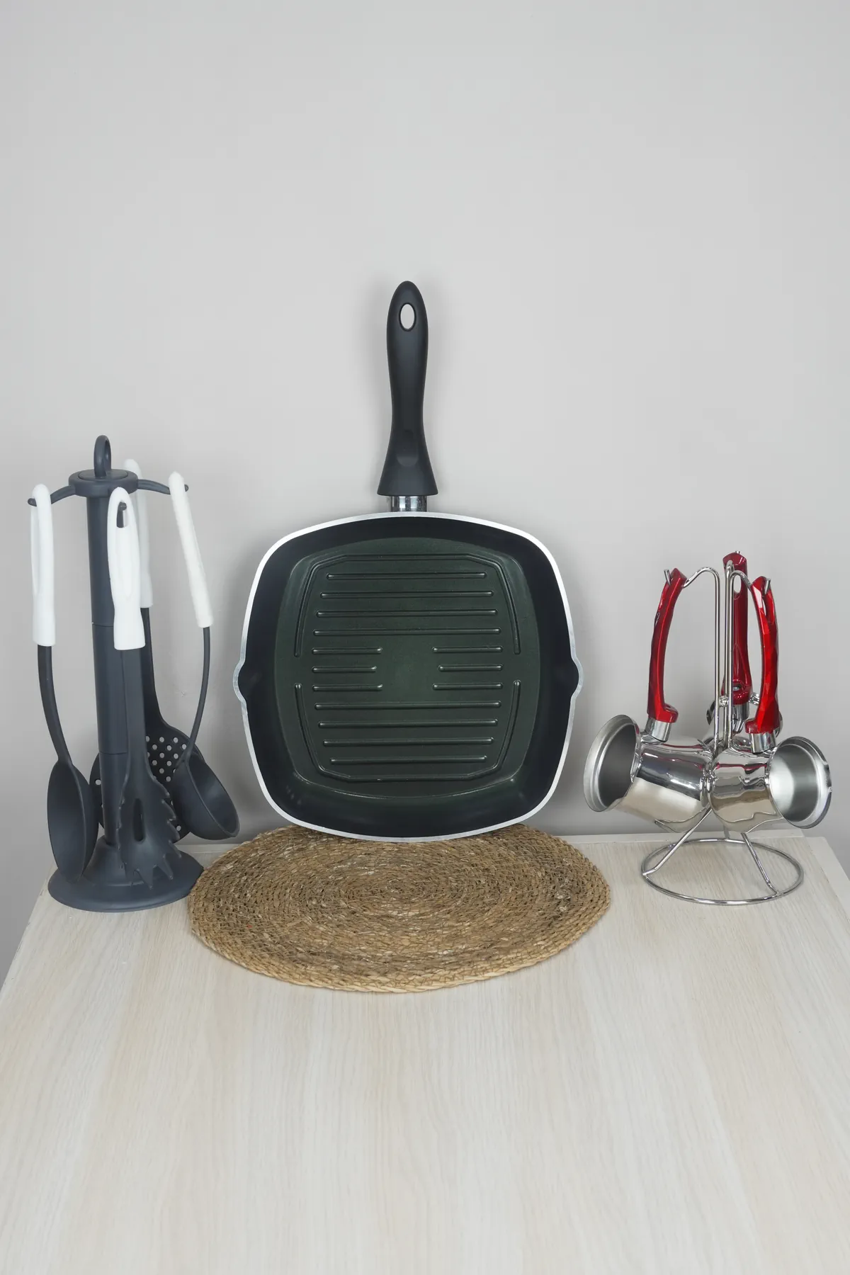 Bonera Seramik 28cm Grill Tava - Zümrüt Yeşil