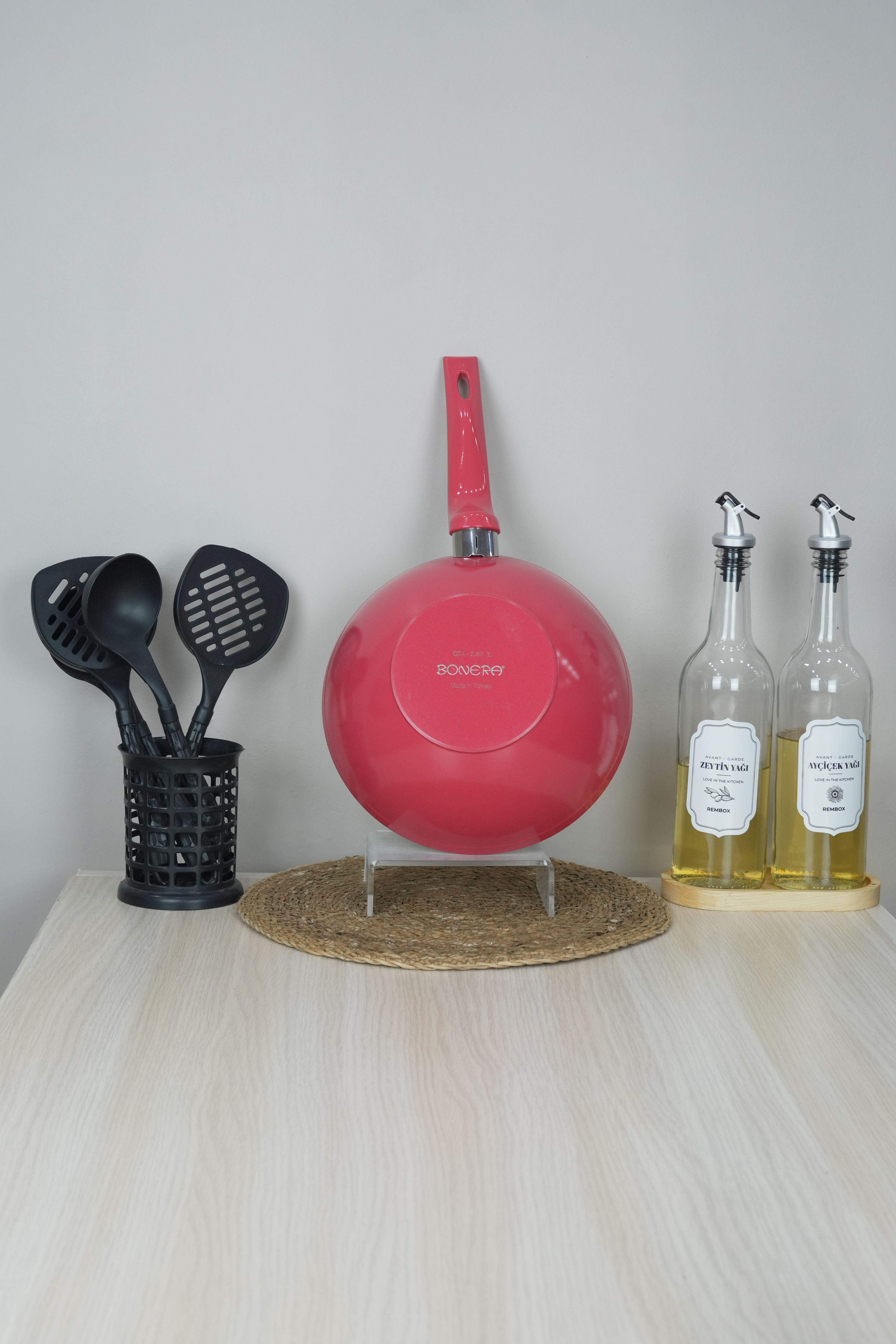 Bonera 24 Cm Gül Kurusu Wok Tava
