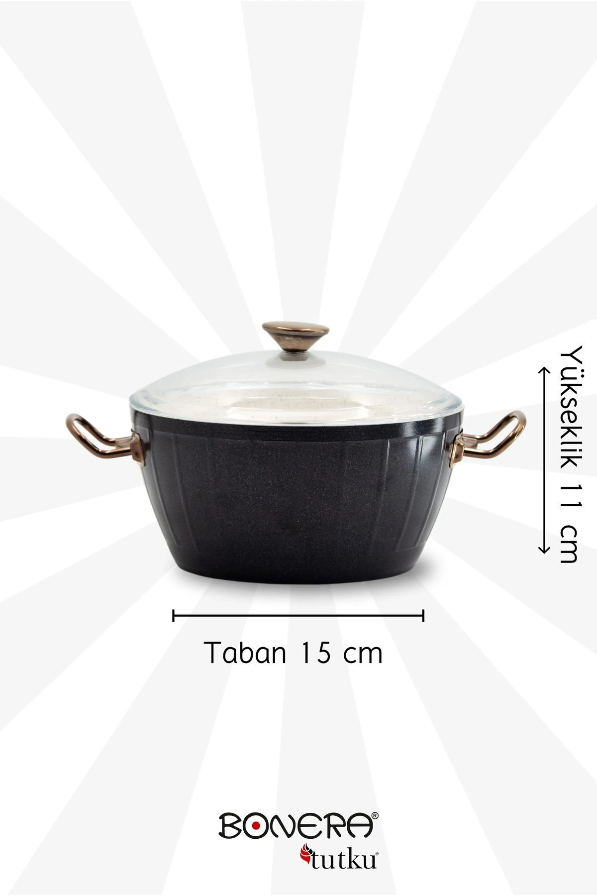 Florenza 7 Parça Dışı Siyah & Içi Beyaz Rose Gold Kulp Detaylı Tencere & Tava Seti