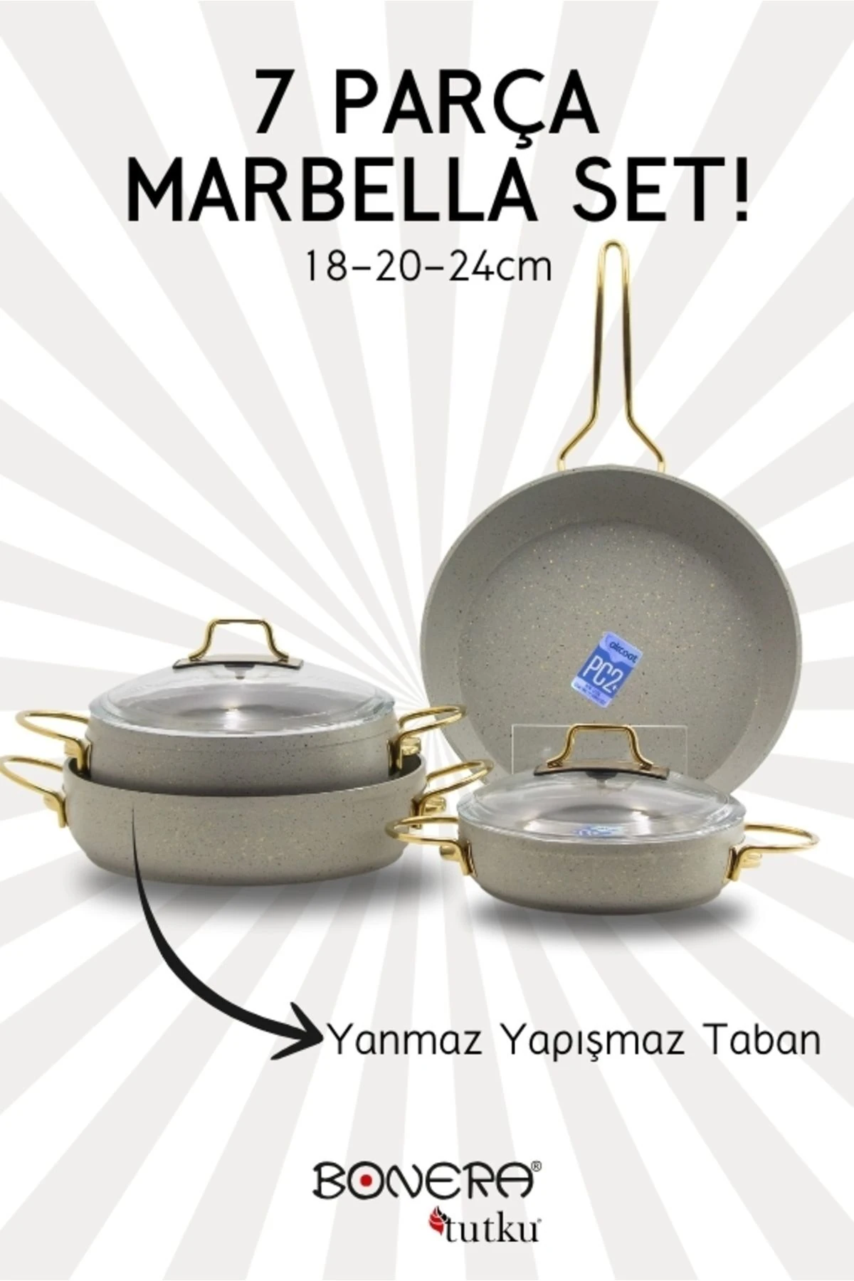 Marbella 7 Parça (18-20-24) Cm Ten. 24cm Tav. Set Güveç Model