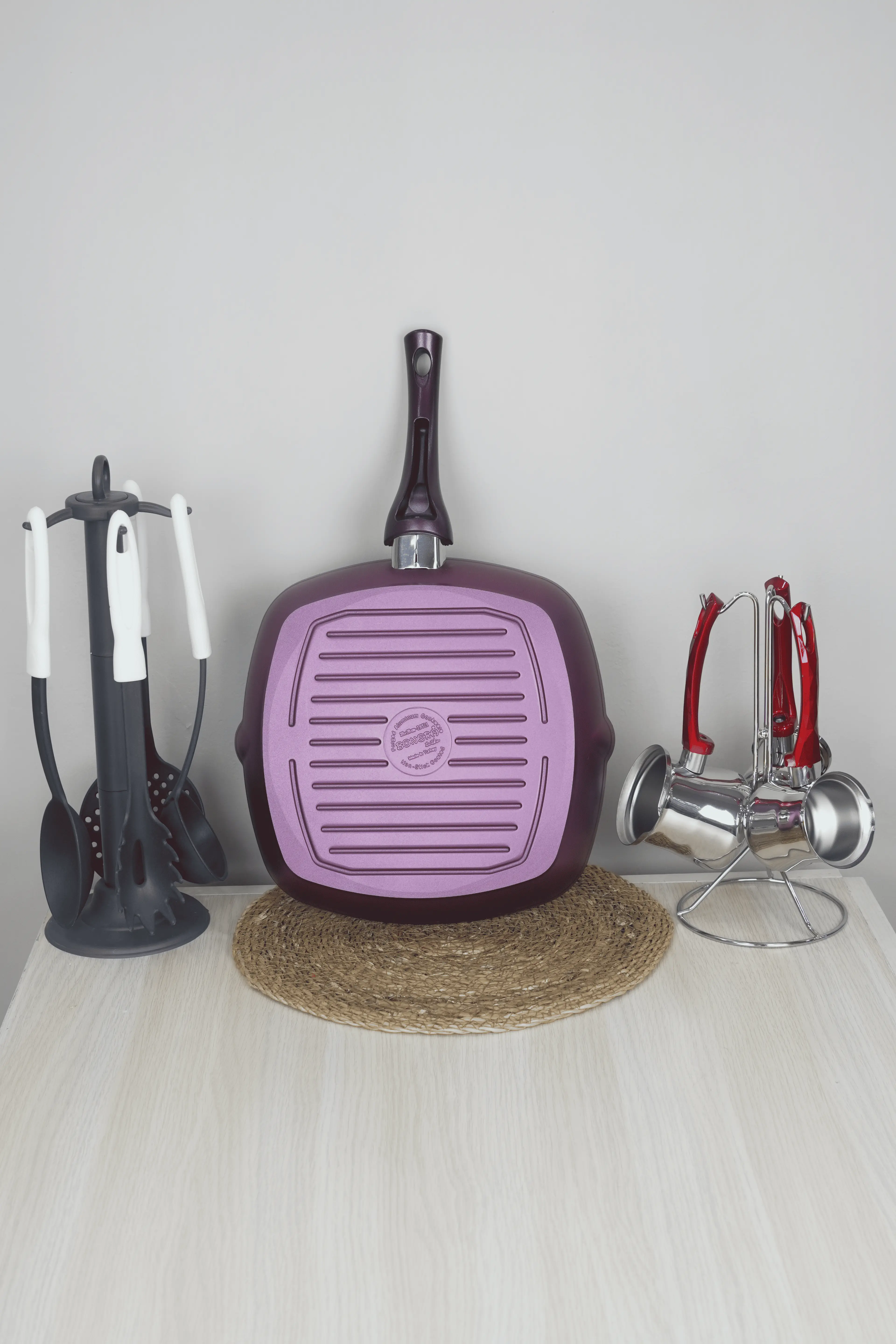 Titanyum Izgara Grill Tava 28 cm -Eflatun