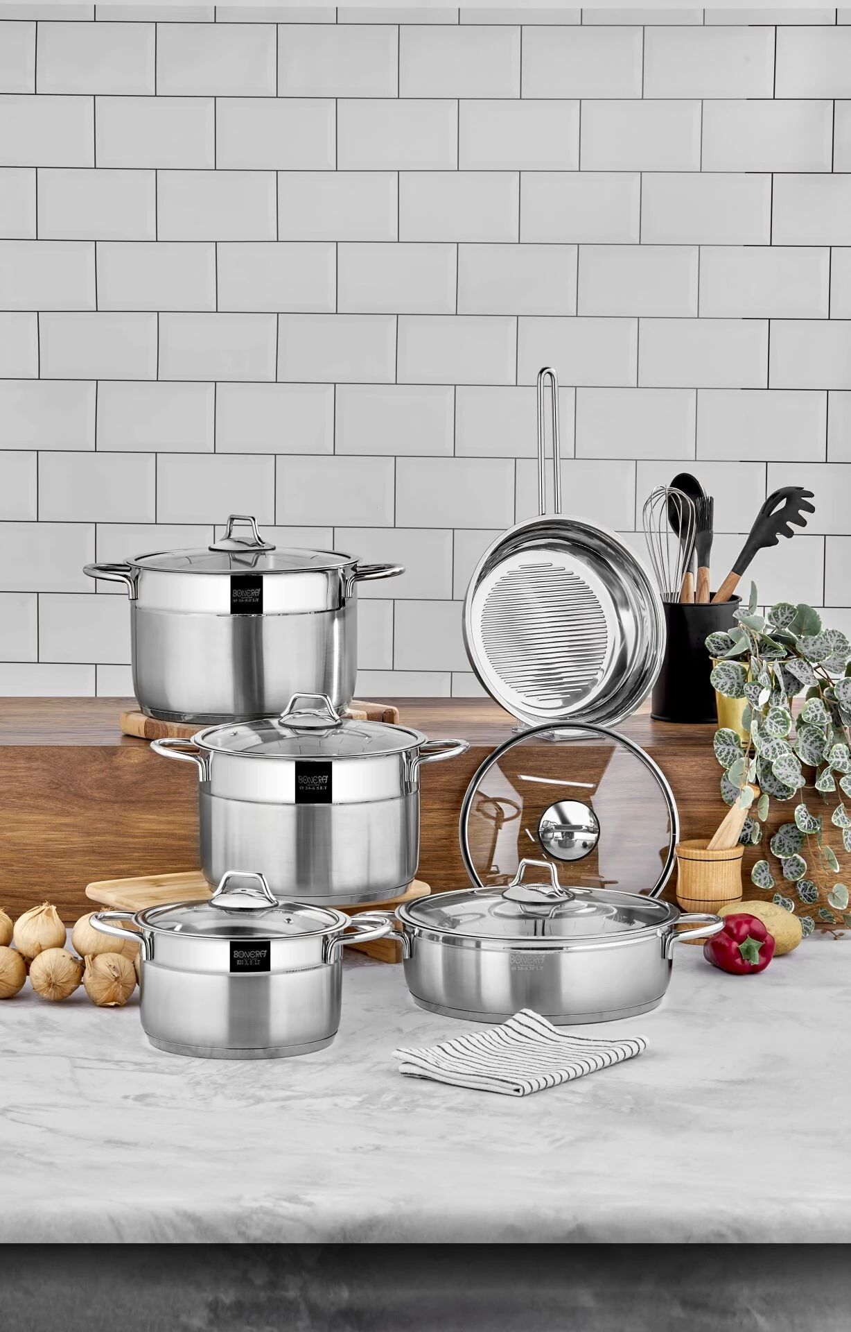 Omega 10 Parça Paslanmaz Çelik Tencere & Tava Seti