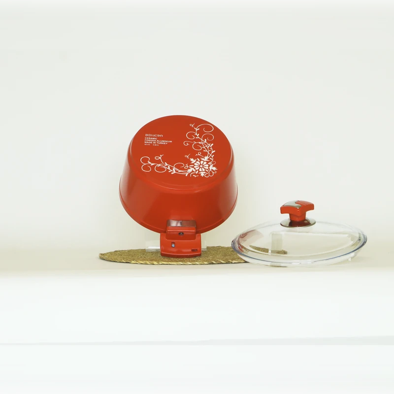 Seramik 22 Cm Derin Tencere Kırmızı