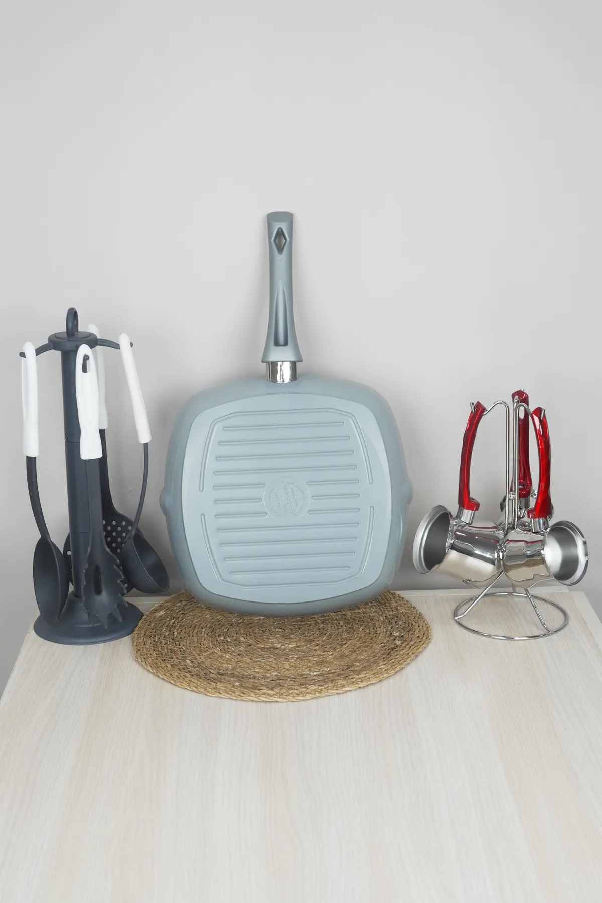 Bonera Seramik 28cm Grill Tava - Gri