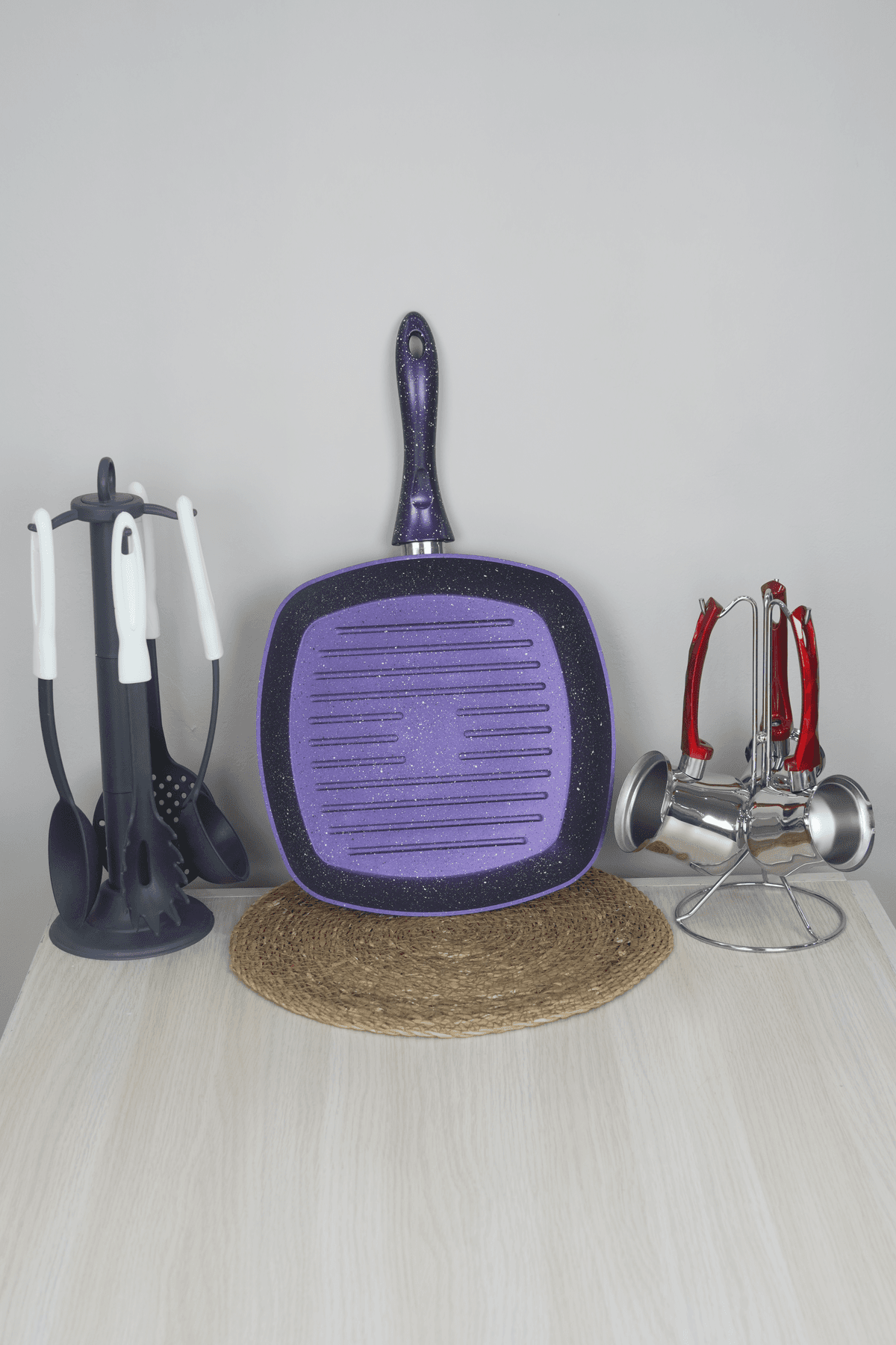 Bonera Seramik 28cm Grill Tava - Mor