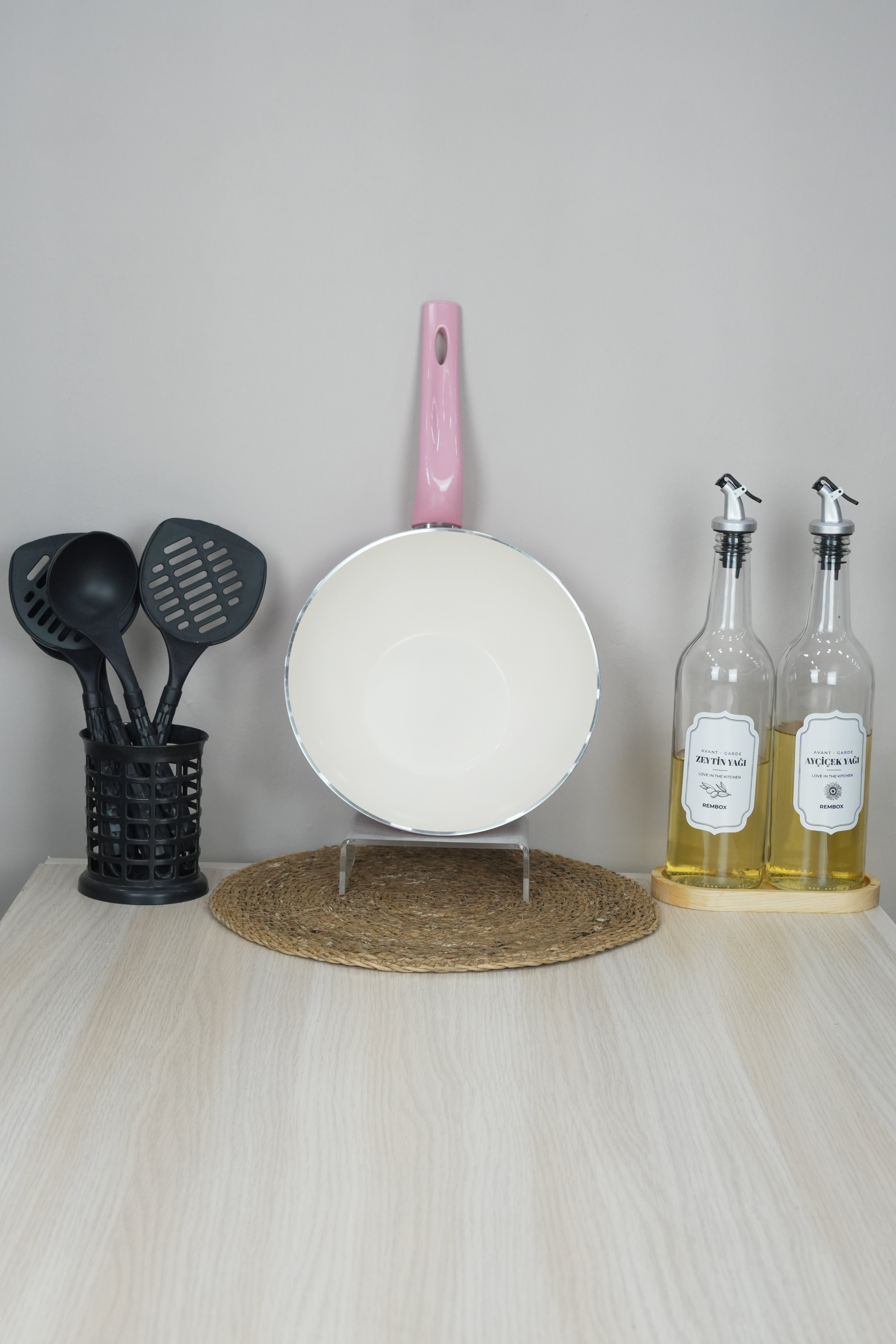 Bonera 24 Cm Gül Kurusu Wok Tava