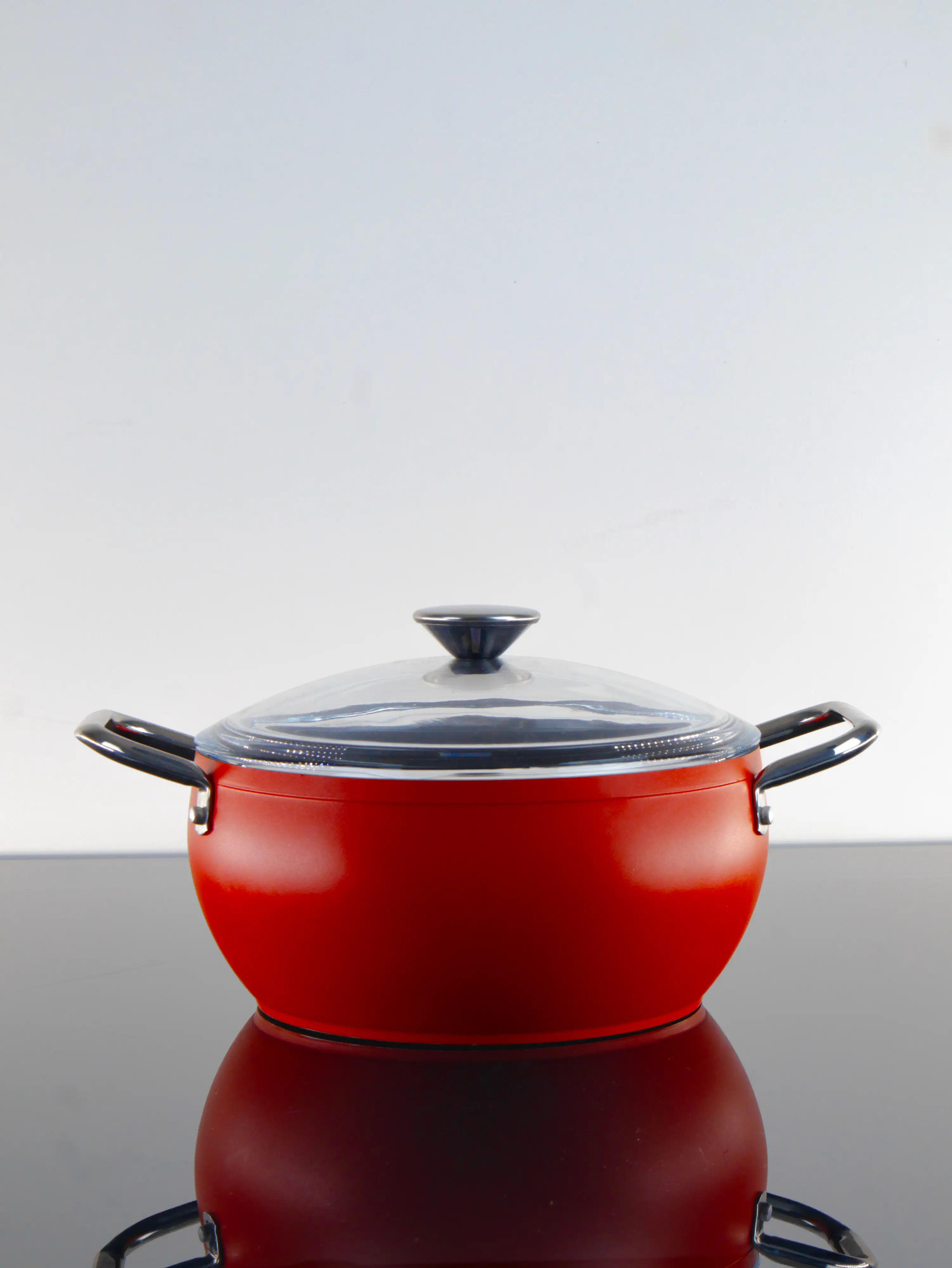 Bonera Pro Plus 7 Parça İndüksi̇yon Tabanlı Kırmızı & Ti̇tanyum Set