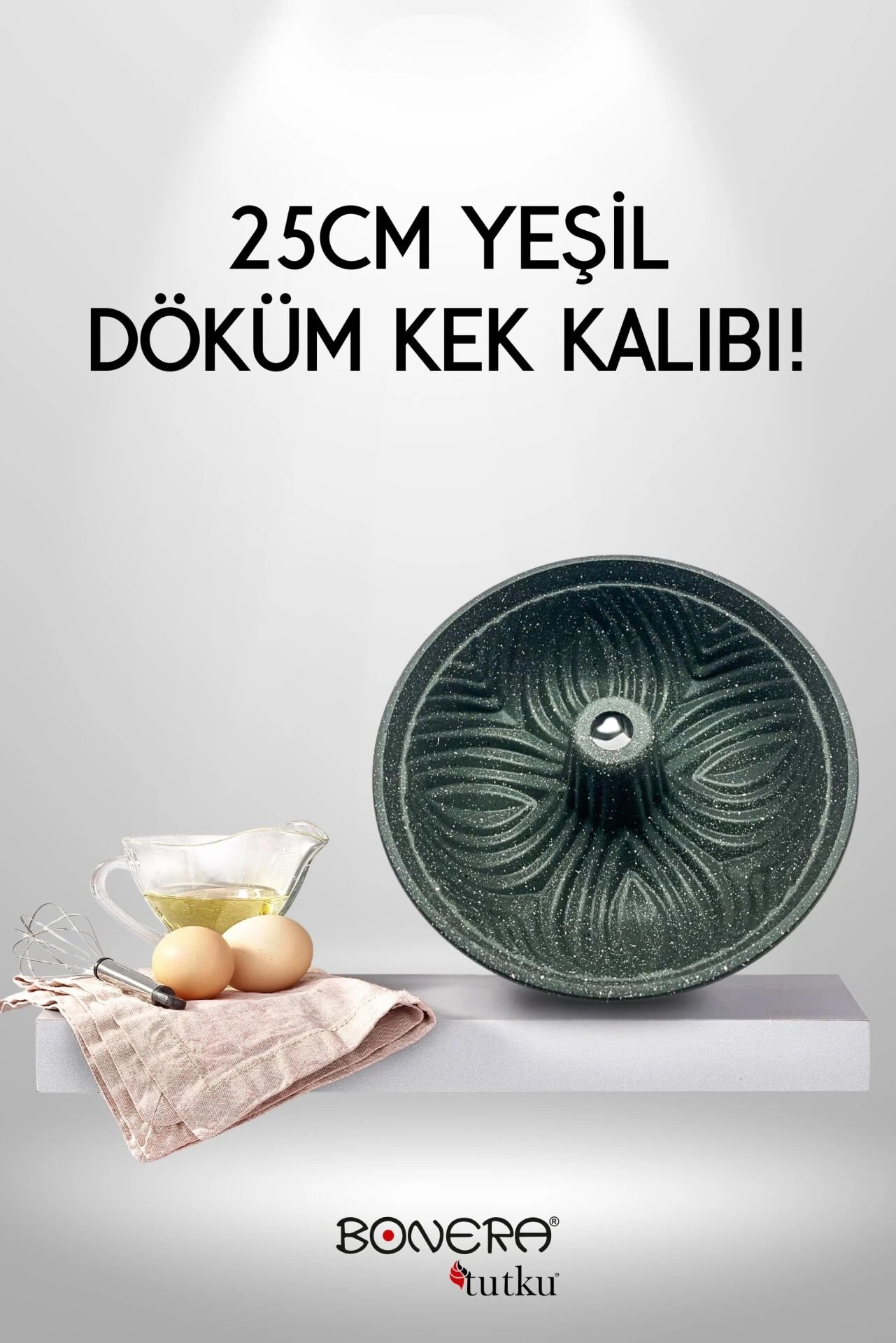 Bonera Desenli 25cm Döküm Yeşil Kek Kalıbı